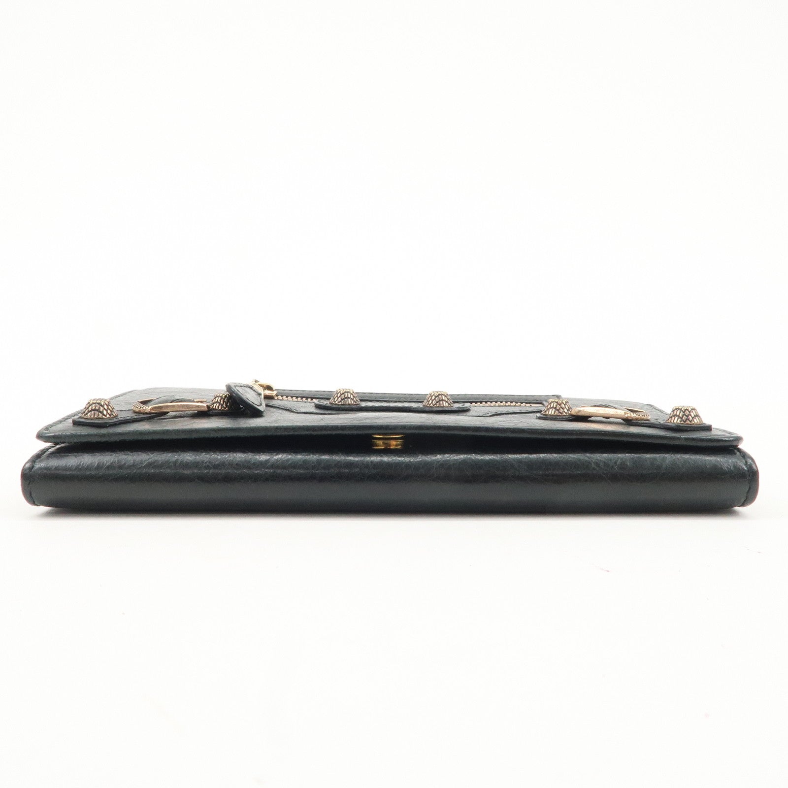 BALENCIAGA Giant Money Leather Bi-fold Long Wallet 233599 Black Used