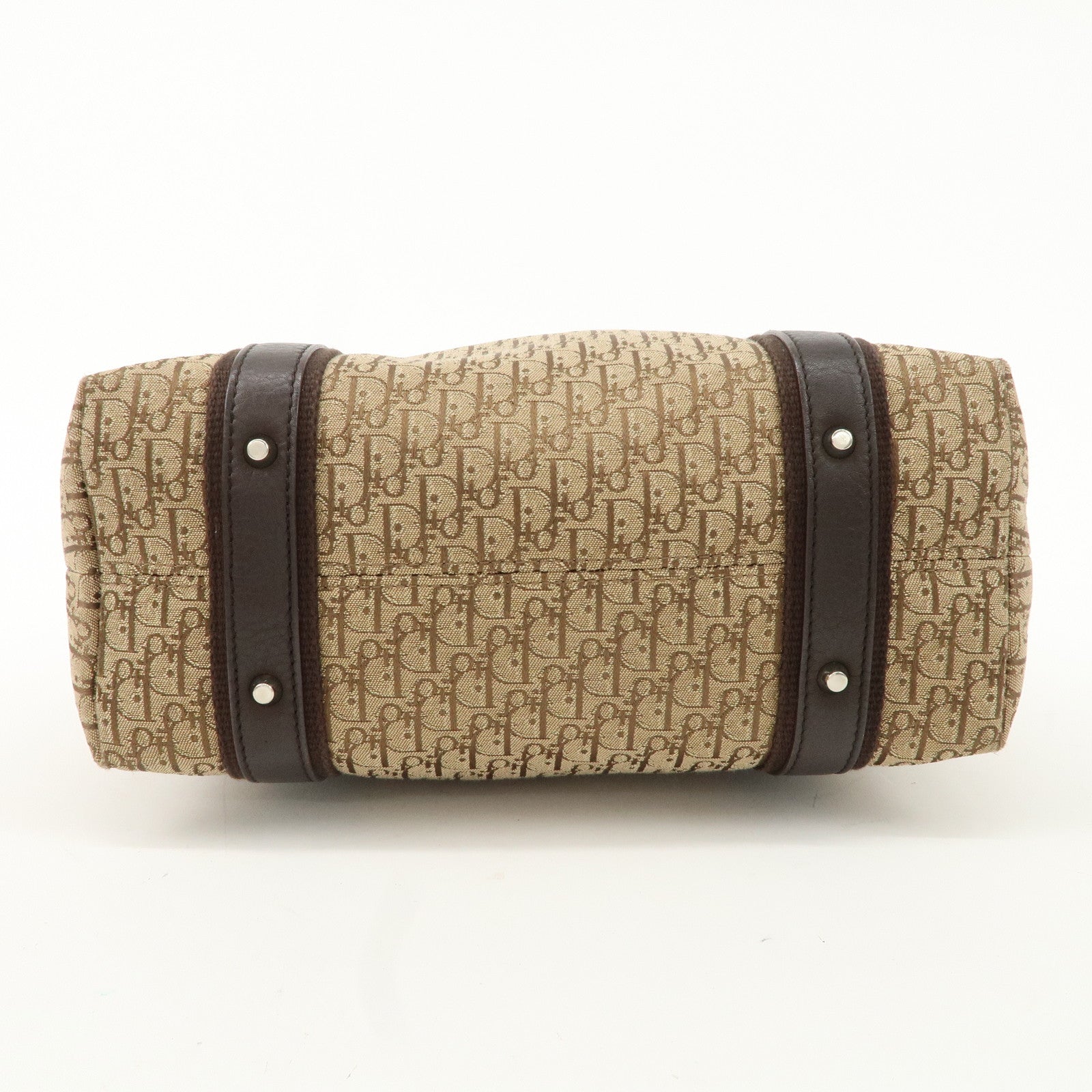 Christian Dior Trotter Canvas Leather Tote Bag Beige Brown Used