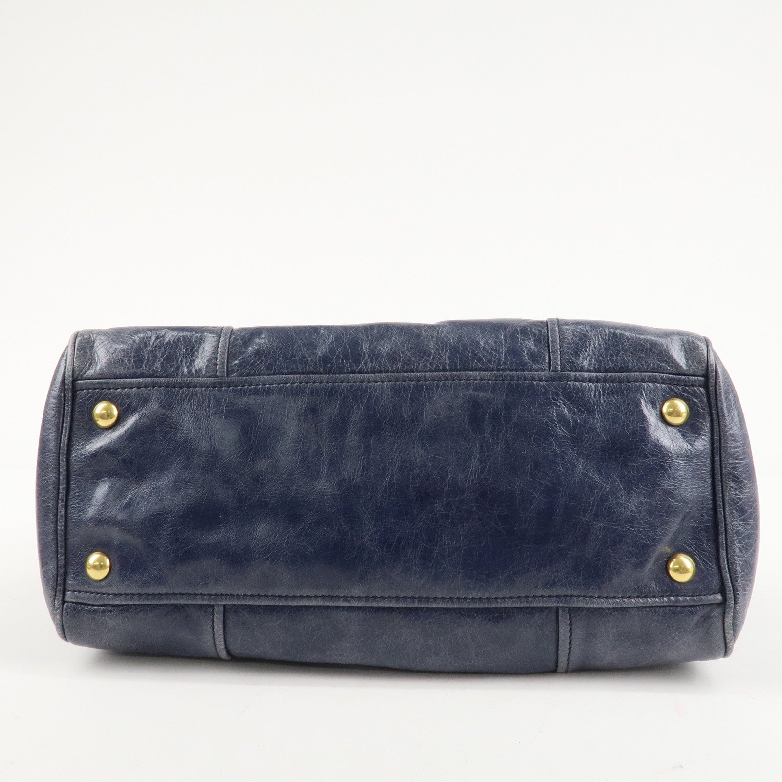 MIU MIU Leather 2Way Bag Hand Bag Shoulder Bag Blue RN1127 Used