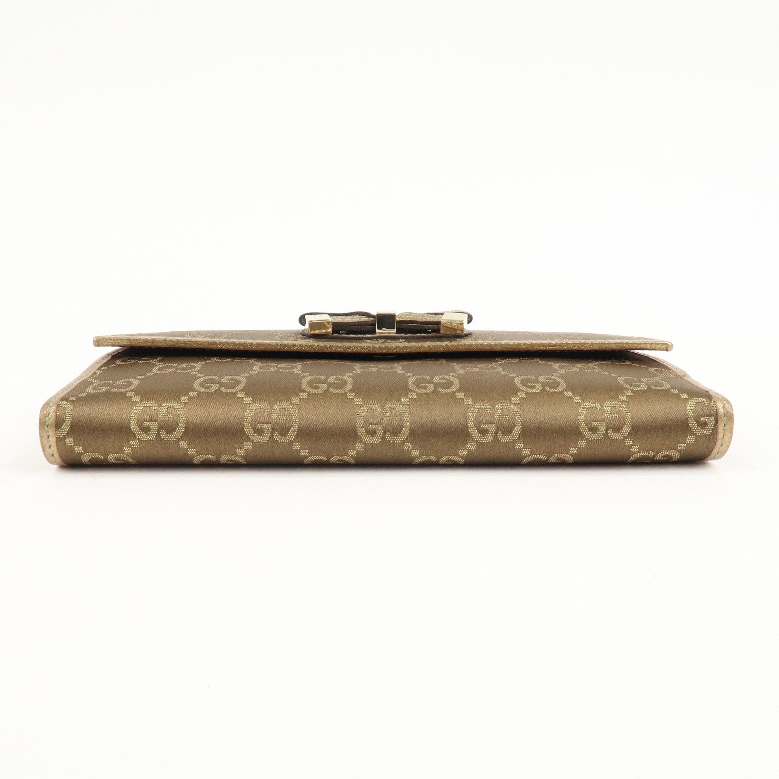 GUCCI Princy GG Satin Leather W Hook Bifold LongWallet 167464 Used