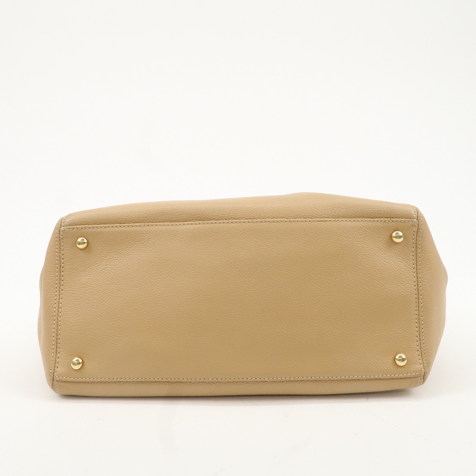 CHANEL COCO Mark Leather Executive Tote Bag Shoulder Bag Beige Used