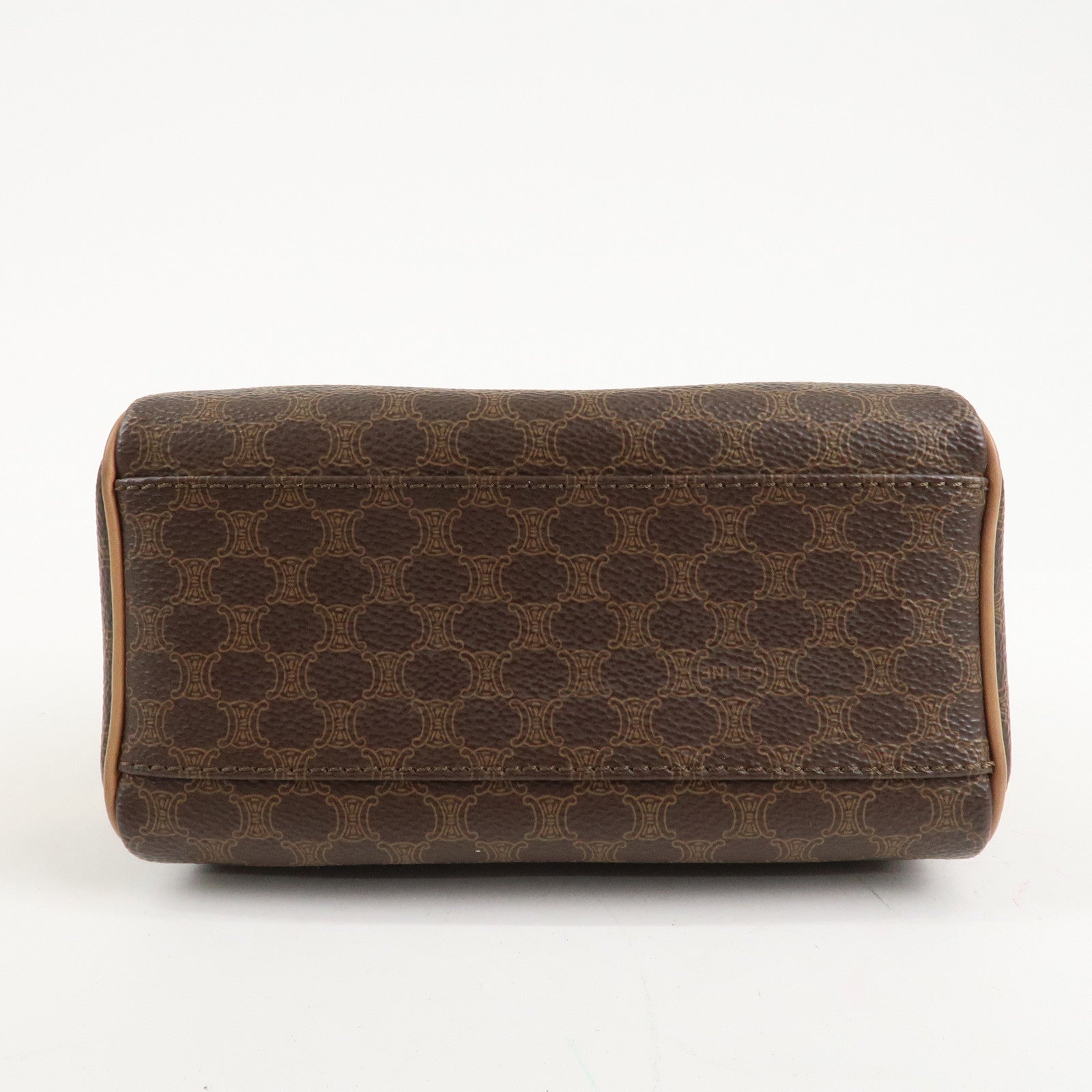 CELINE Macadam PVC Leather 2 Way Boston Bag Hand Bag Brown Used