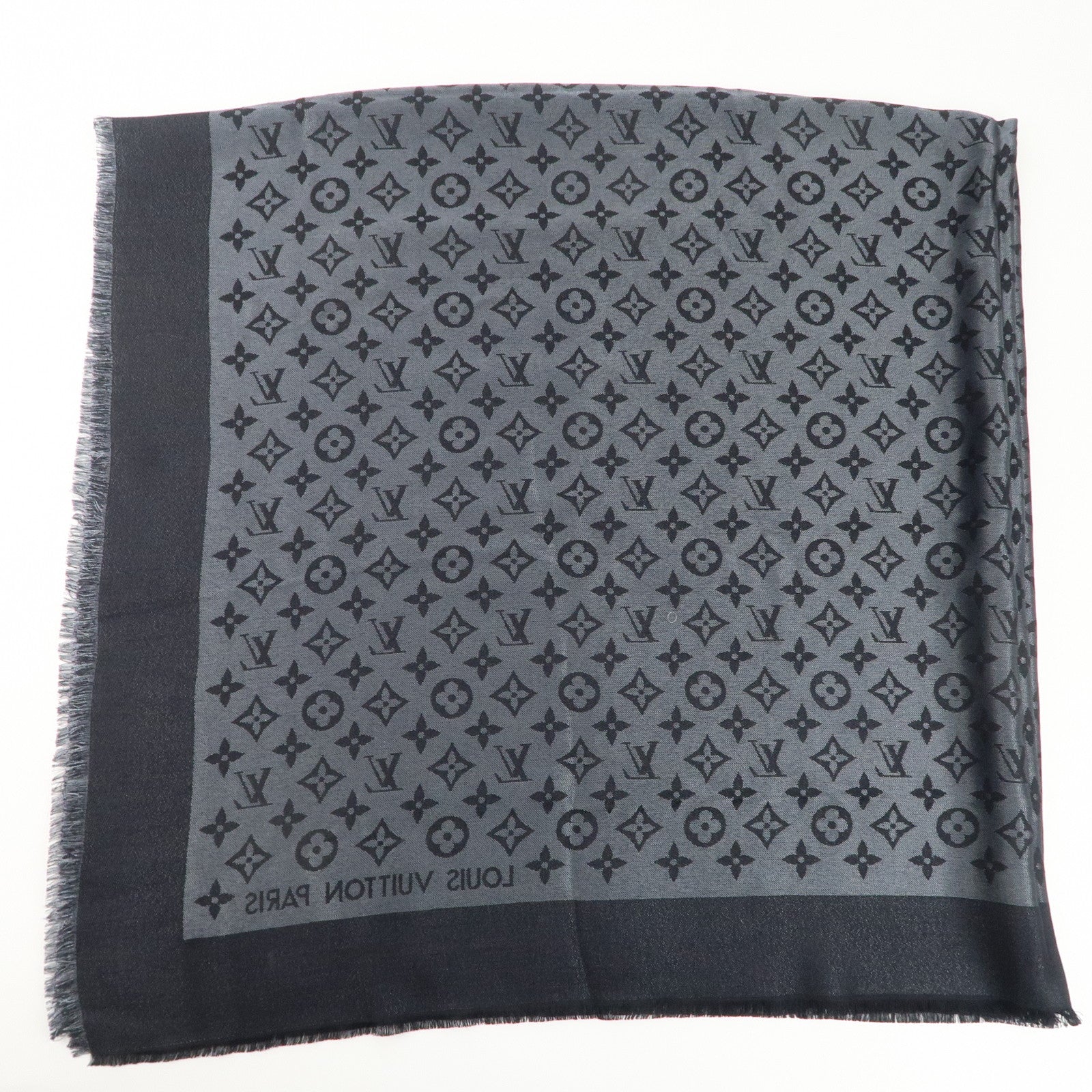 Louis Vuitton Shawl Monogram Shine Stole Scarf Noir Black 401910 Used