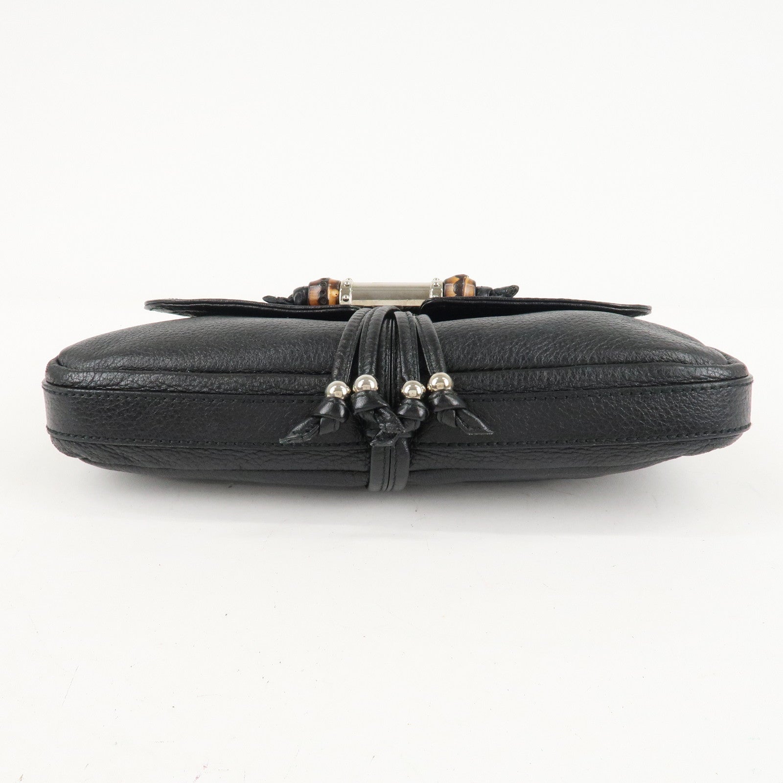 GUCCI Bamboo Leather Chain Shoulder Bag Black 235320 Used