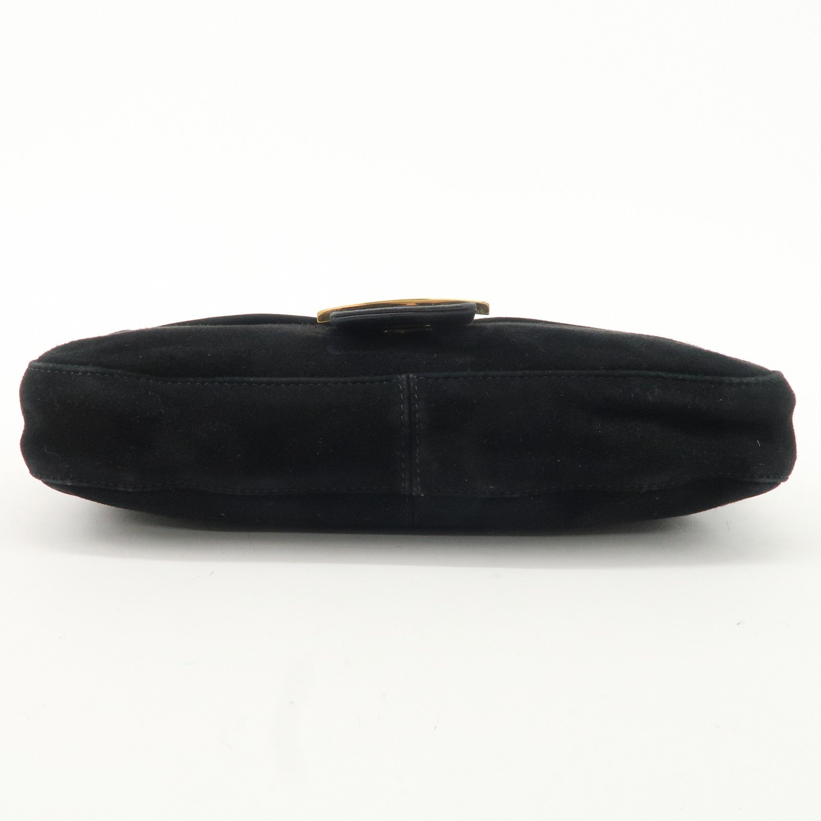 FENDI Mamma Bucket Suede Leather Shoulder Bag Black 26424 Used