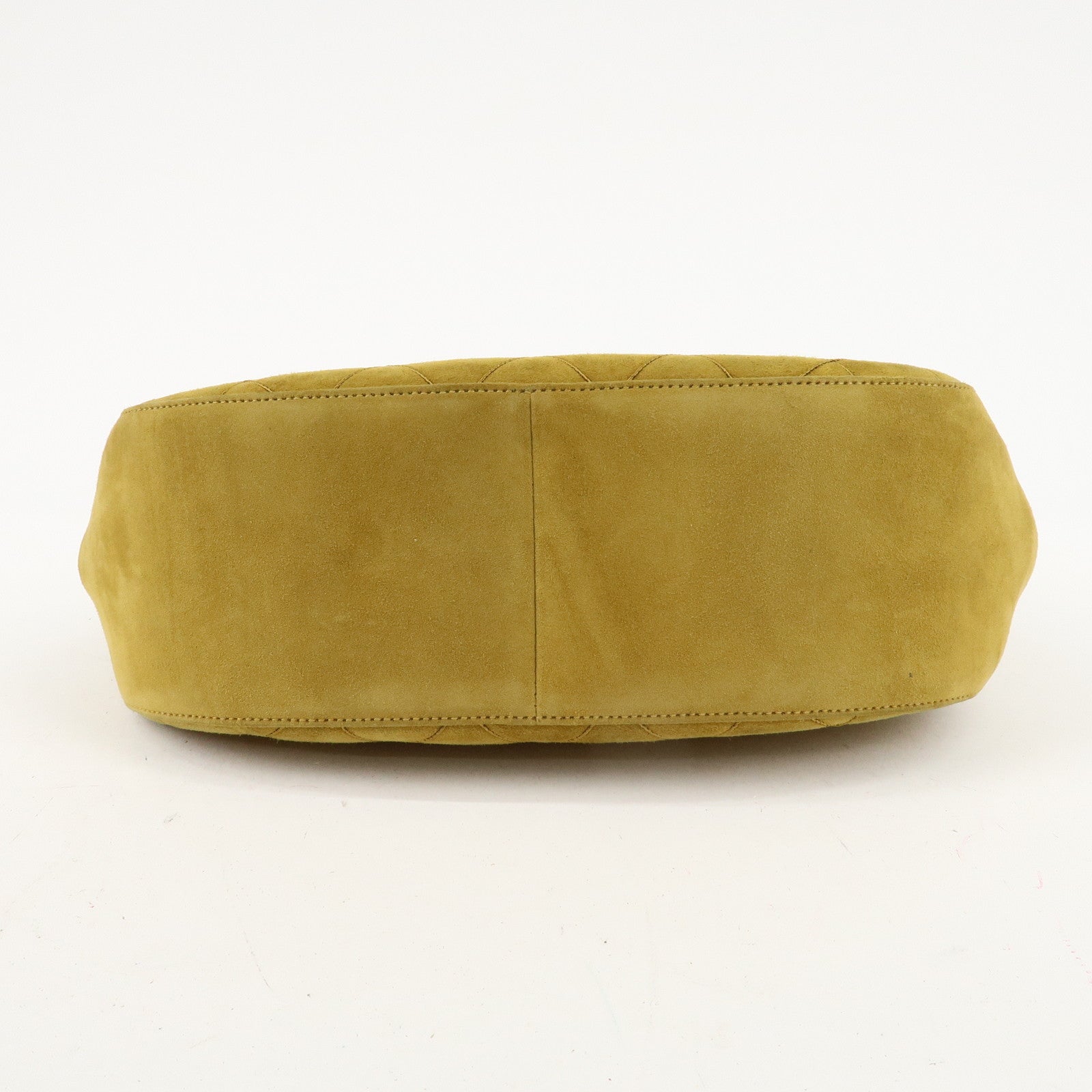 CHANEL Suede Shoulder Bag Hand Bag Mustard Gold Hardware Used