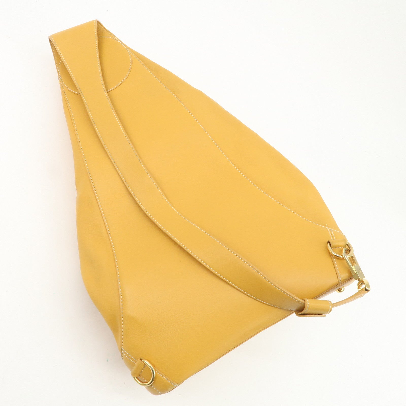LOEWE Leather Anton Backpack Rucksack Shoulder Bag Yellow Used