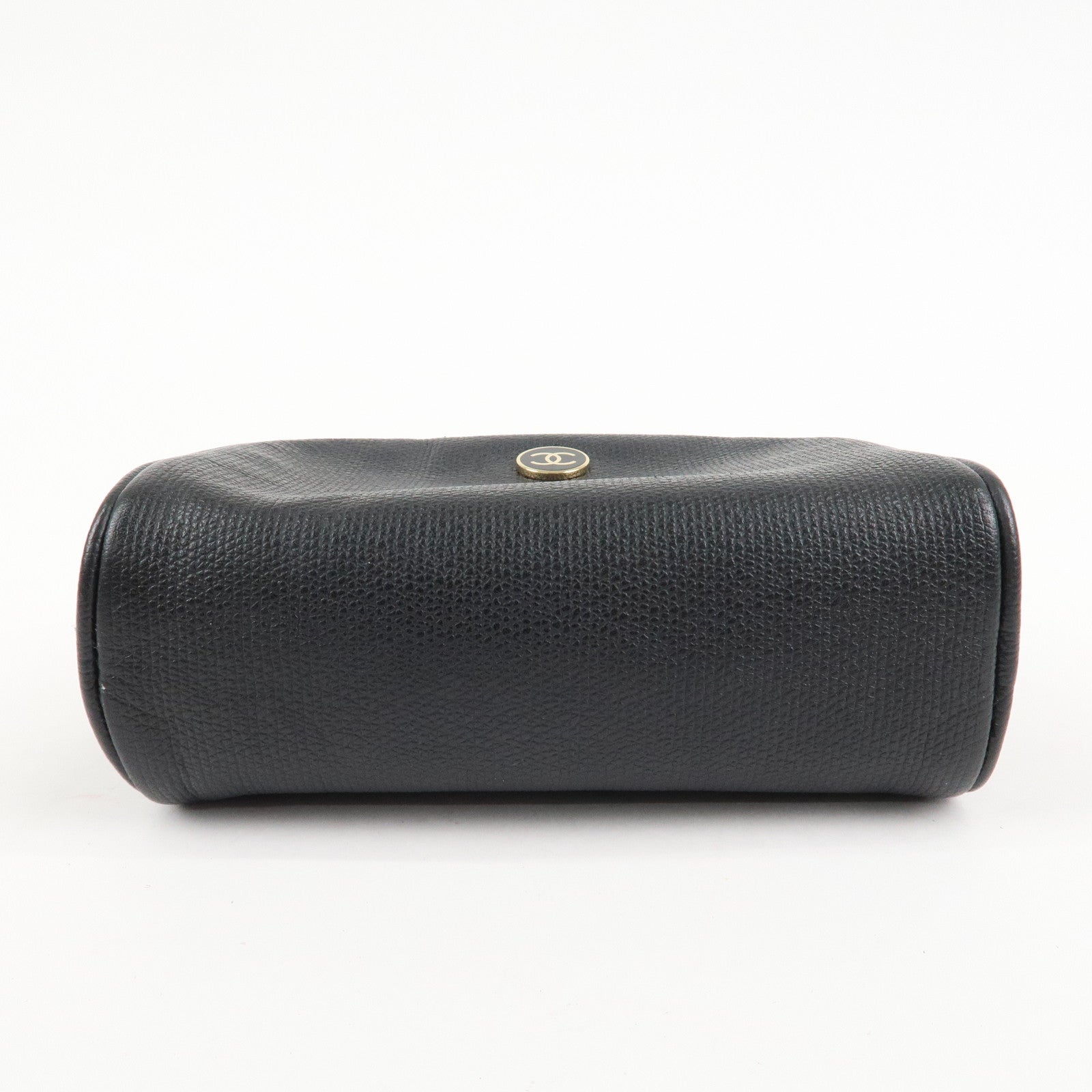 CHANEL COCO Button Leather Cosmetic Pouch Black A20912 Used