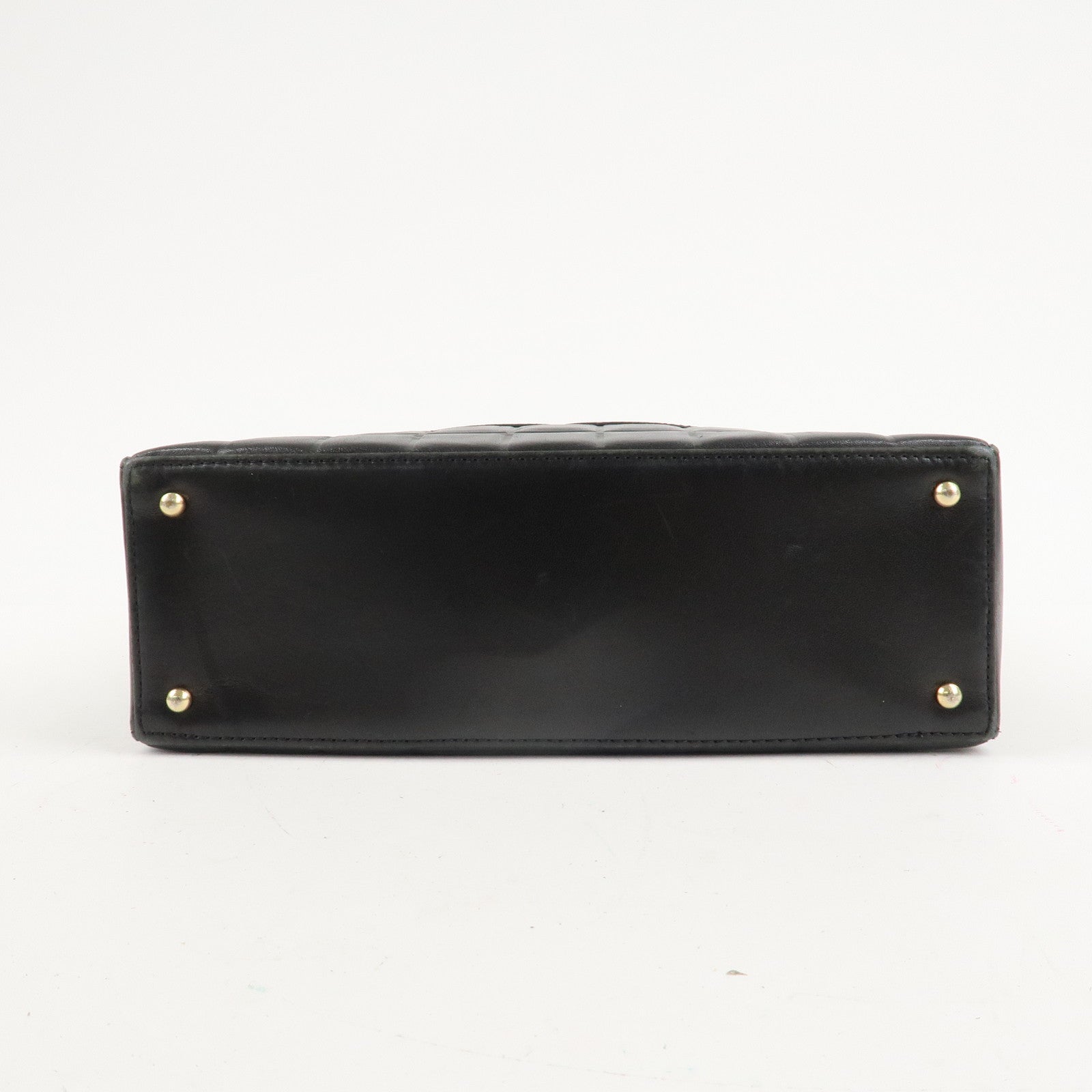 CHANEL COCO Mark Chocolate Bar Lamb Skin Shoulder Bag Black Used