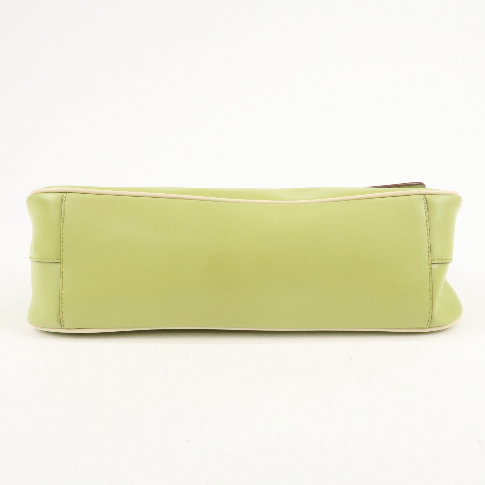 PRADA Leather Shoulder Bag Hand Bag Light Green B10689 Used