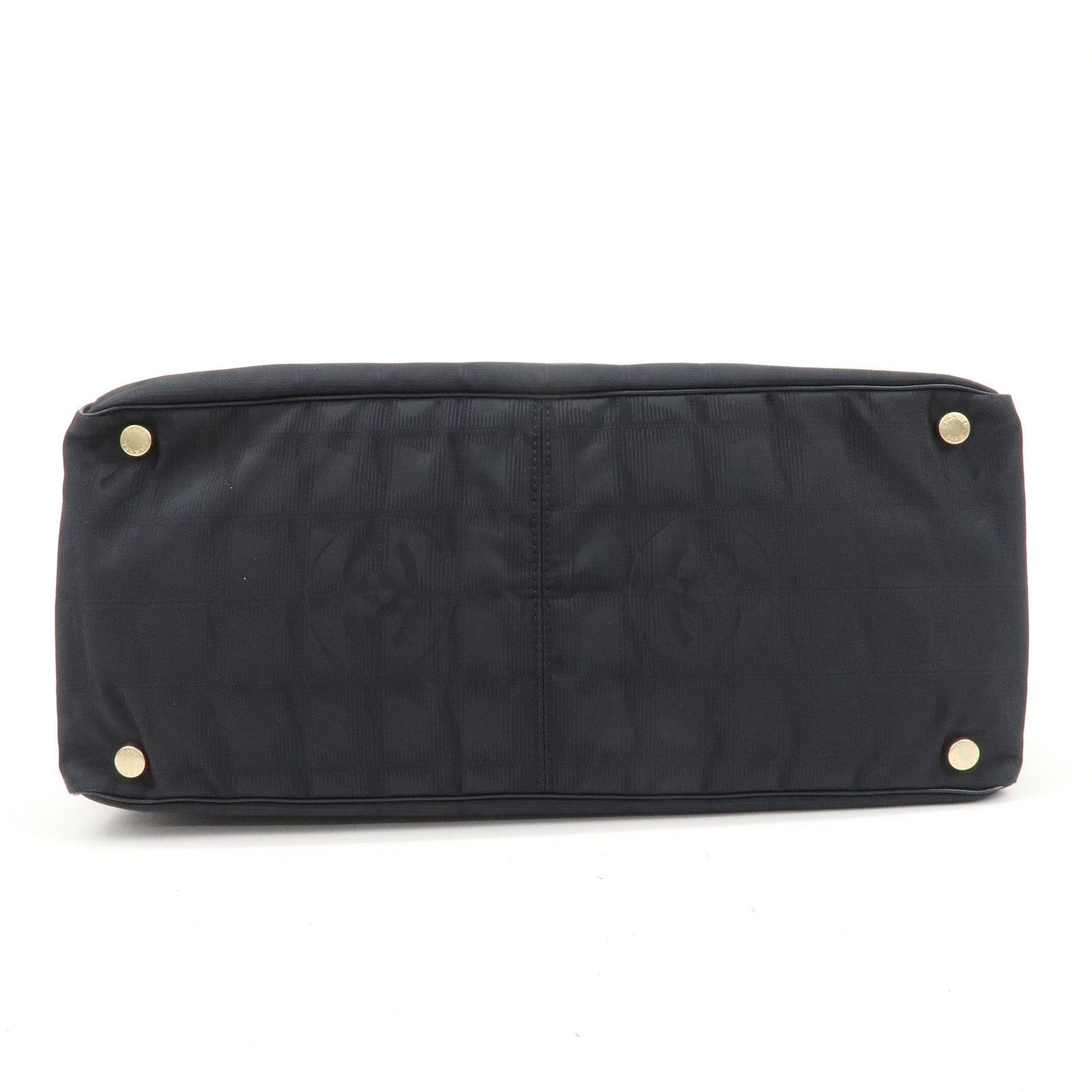 CHANEL New Travel Line Nylon Jacquard Leather Tote Bag A15991 Used