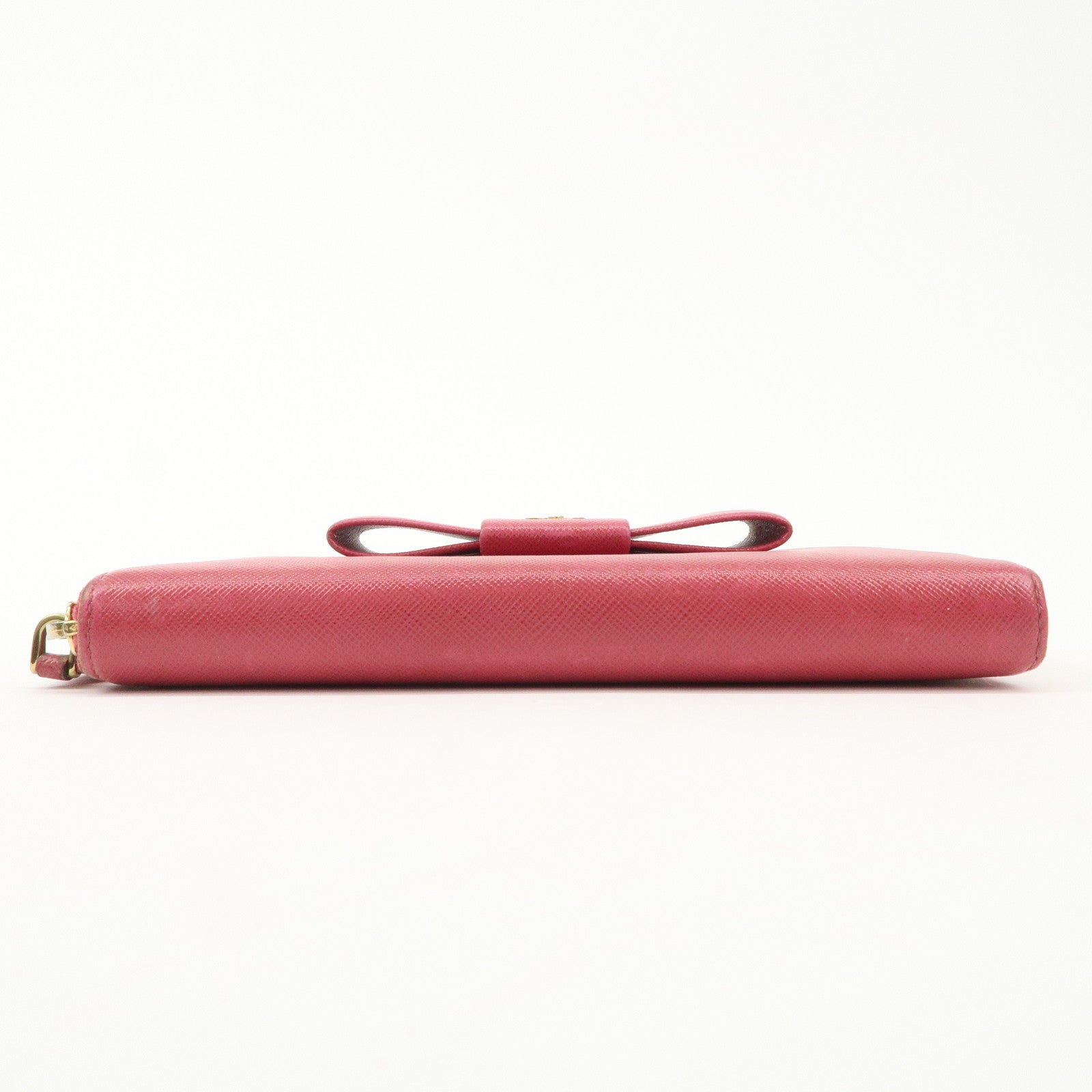 PRADA Saffiano Leather Zip Around Long Wallet Ribbon 1M0506 Used