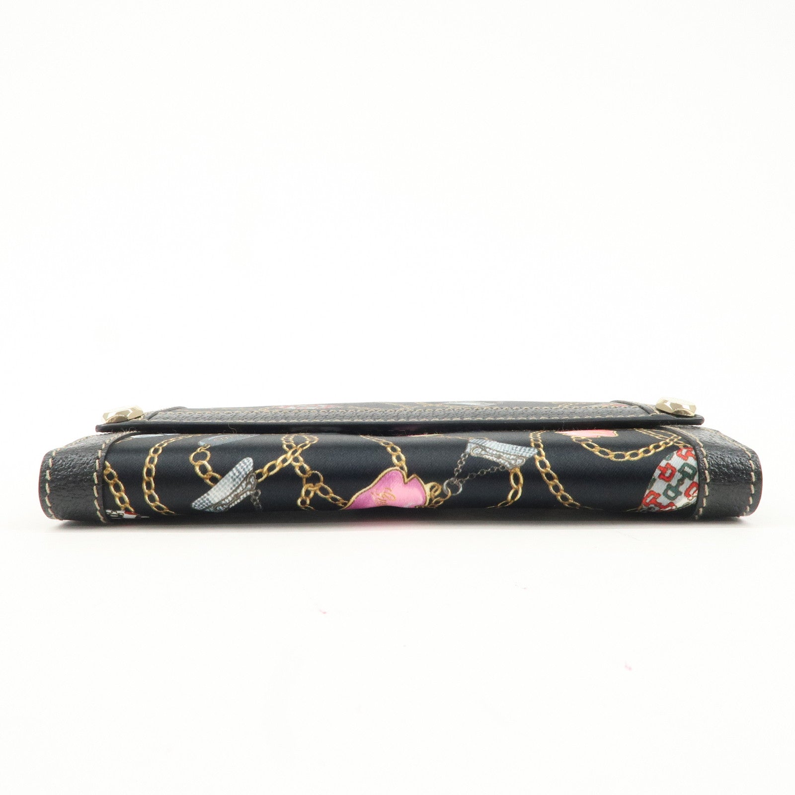 GUCCI Charmy Nylon Leather W Hook Long Wallet Black 153211 Used