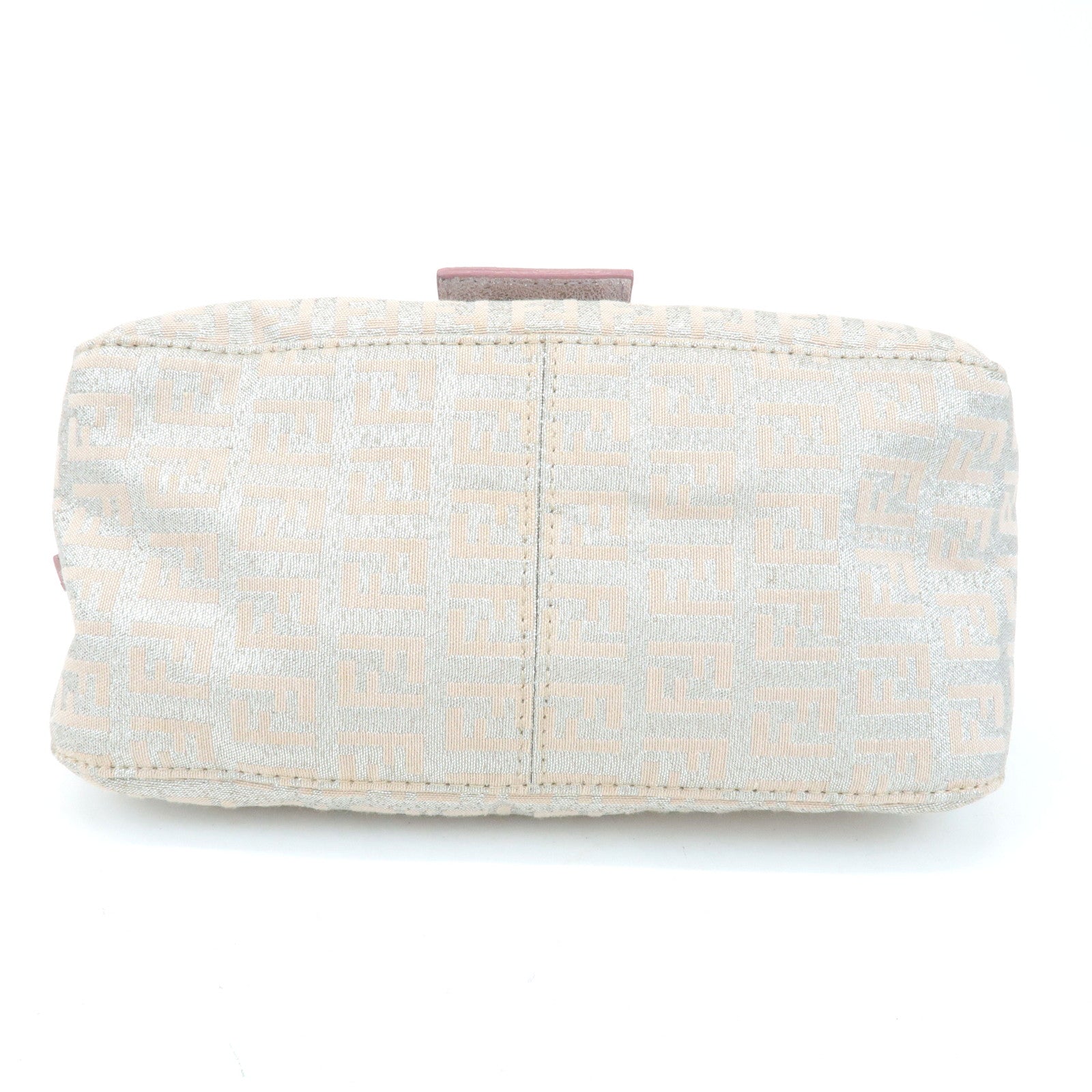 FENDI Mini Mamma Baguette Canvas Leather Shoulder Bag Beige 8BR180 Used