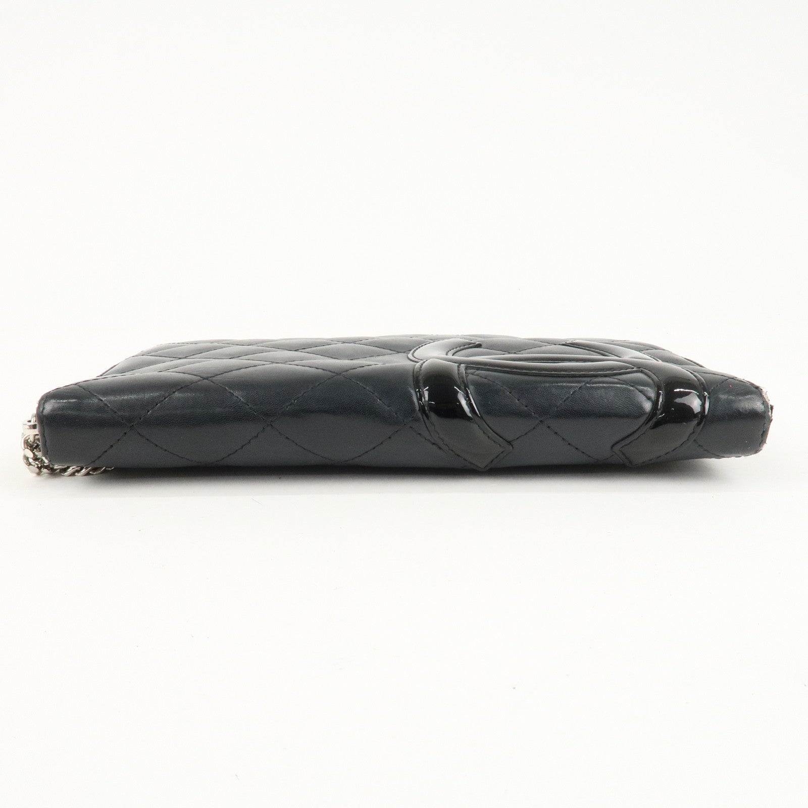 CHANEL Cambon Line Leather Round Zippy Long Wallet Black A26710 Used