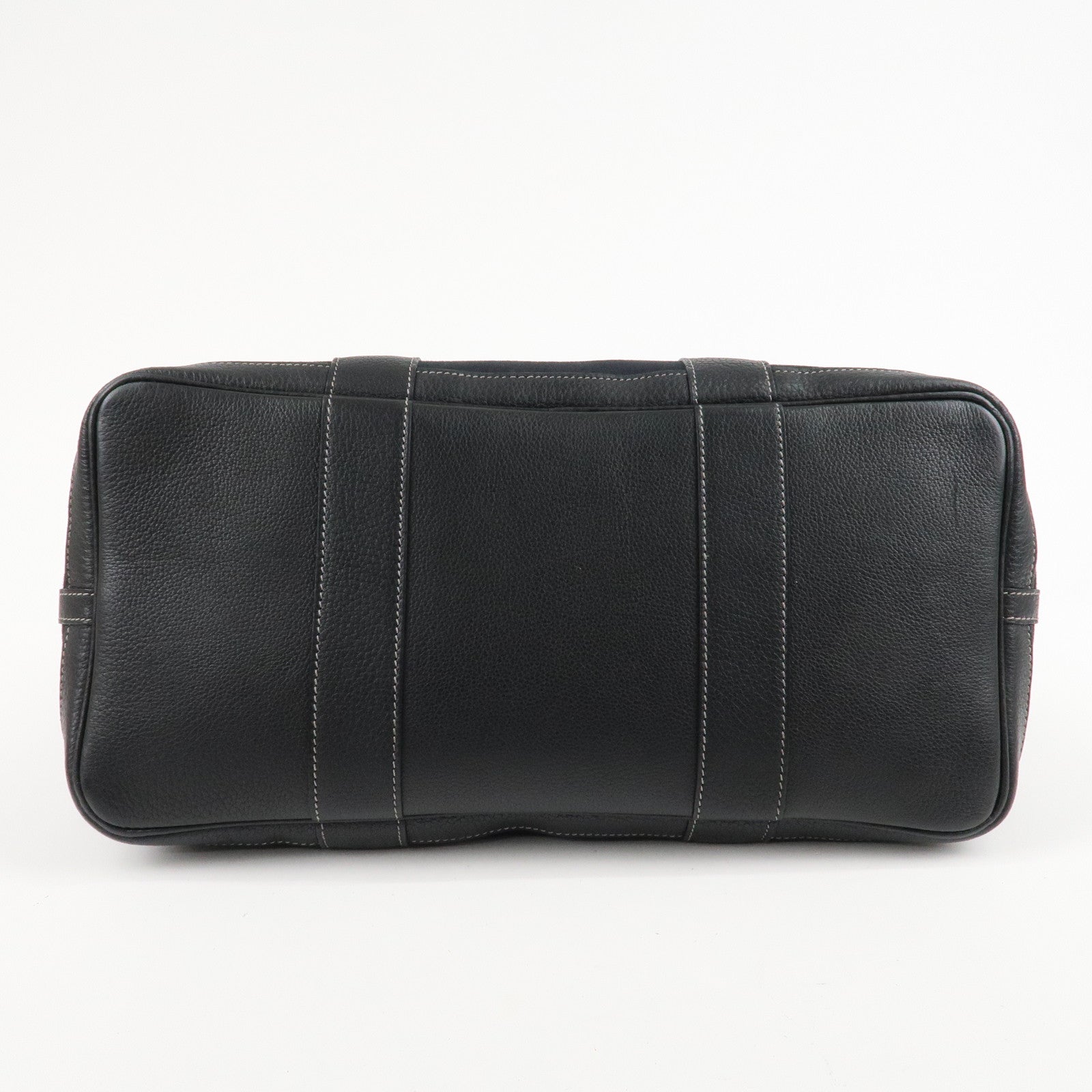 HERMES Garden Party PM G Stamped Canvas Leather Tote Bag Black Used