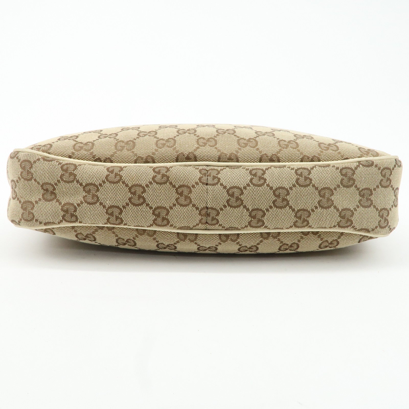 GUCCI GG Canvas Leather Shoulder Bag Beige Ivory 153010 Used