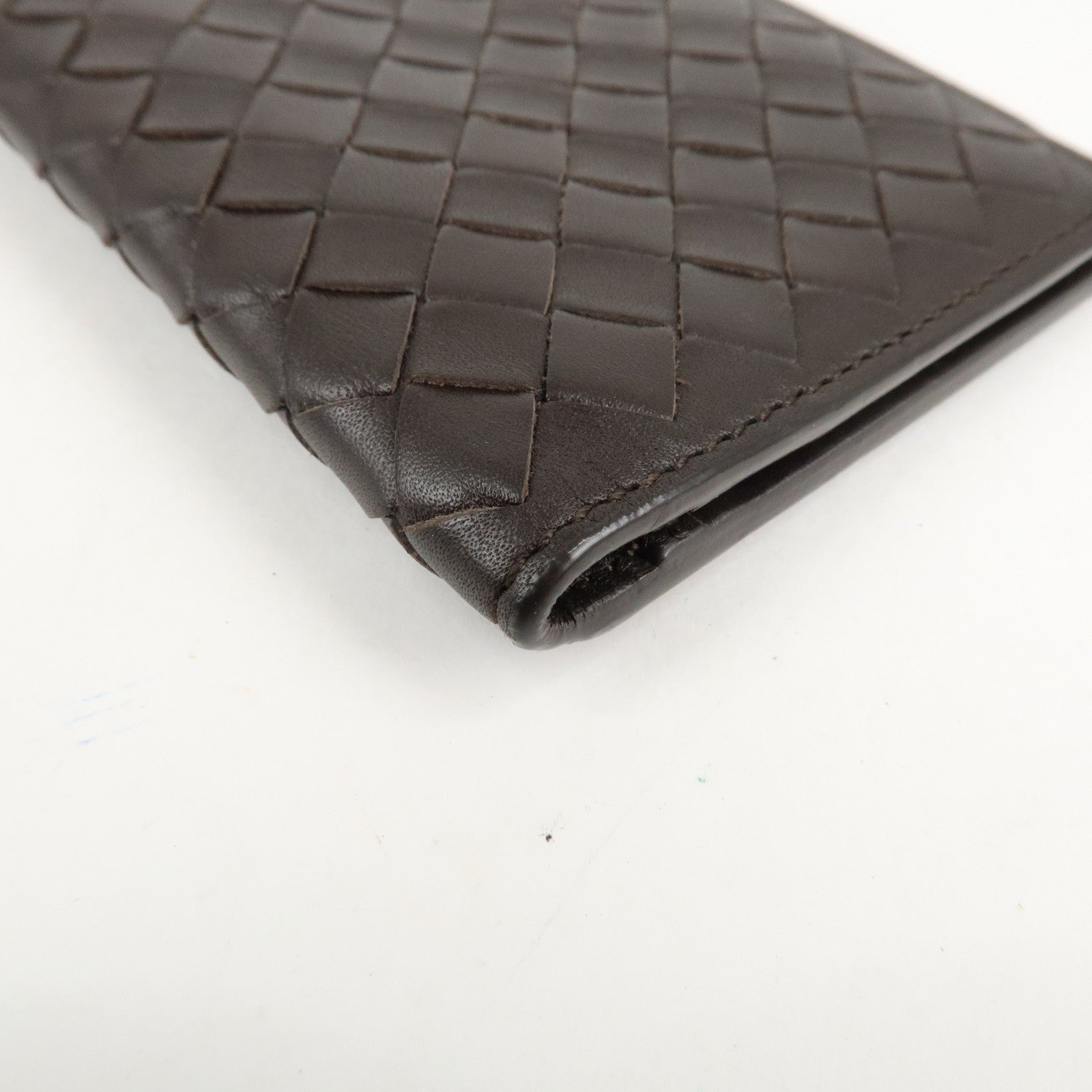 BOTTEGA VENETA Intrecciato Leather Card Case Brown 120701 V4651 Used