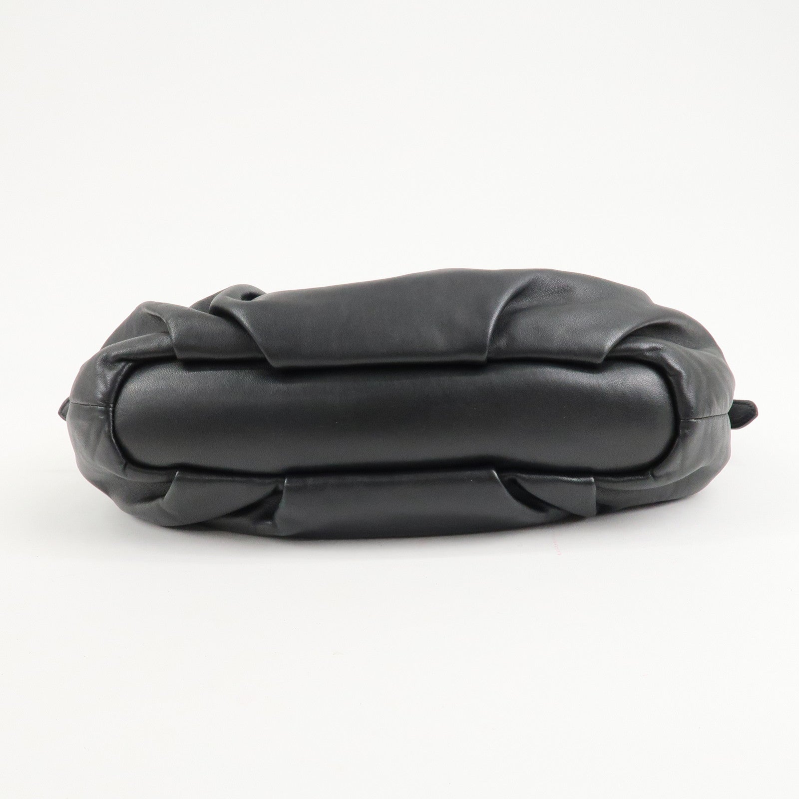 PRADA Leather Chain One-Shoulder Bag Black Gold Hardware Used