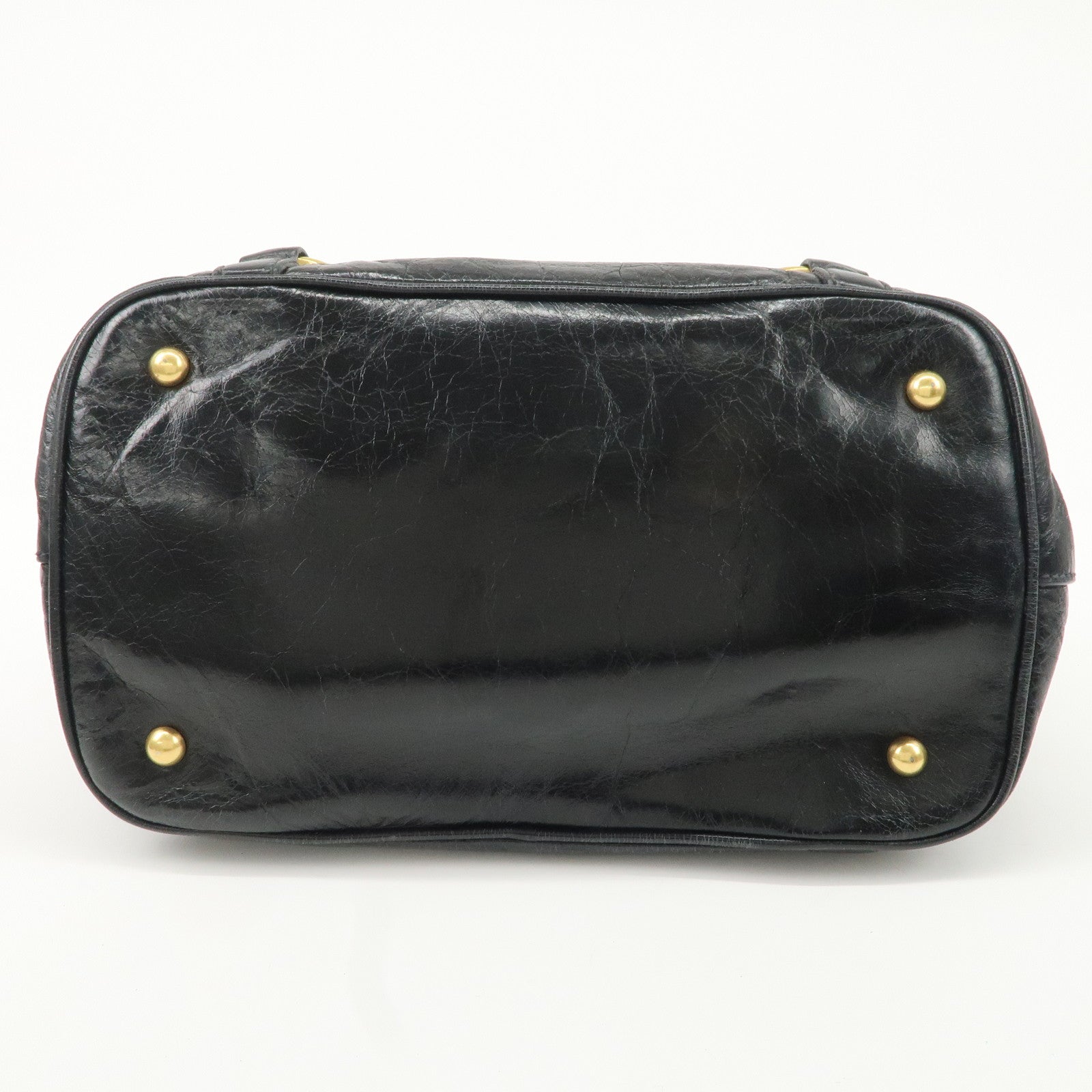 MIU MIU Leather 2Way Bag Hand Bag Shoulder Bag Black RN0685 Used