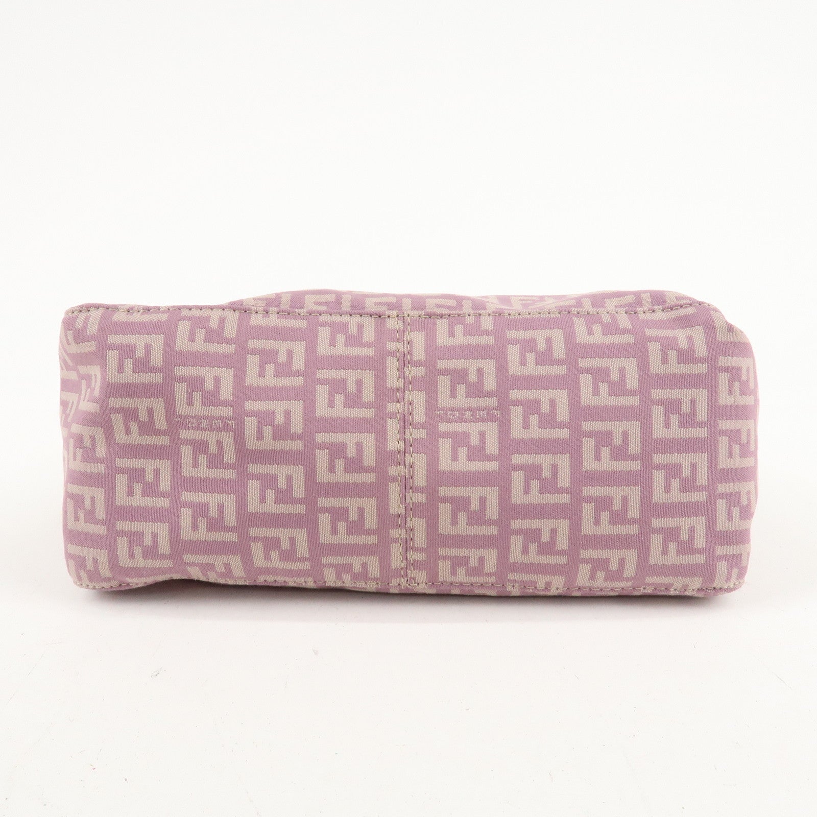 Auth FENDI Zucchino Canvas Leather Hand Bag Pouch Purple Beige 8N0005 Used F/S Used