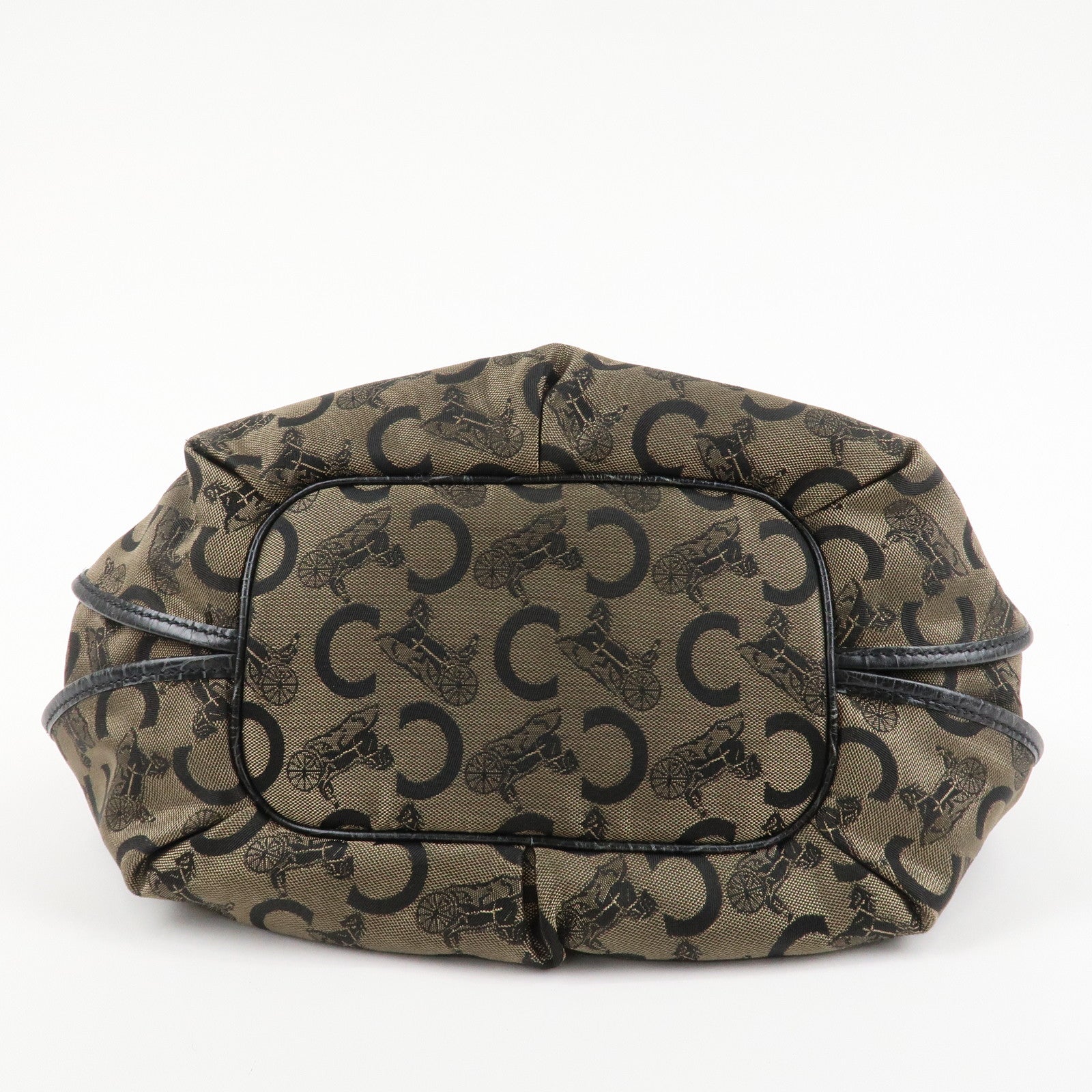CELINE C Macadam Canvas Embossed Leather Bittersweet Shoulder Bag Used