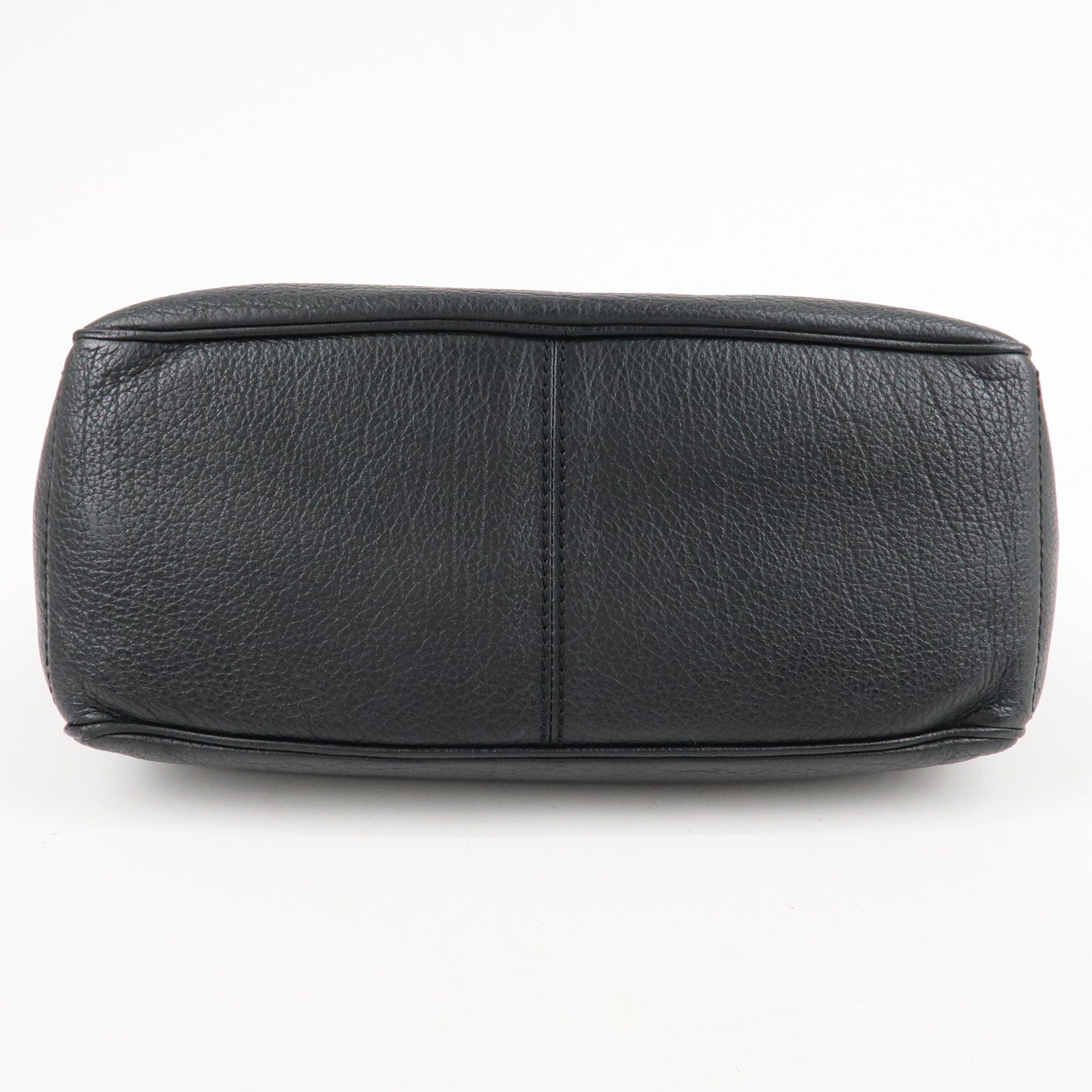 CELINE Leather Boogie Bag Hand Bag Silver Hard Ware Black Used