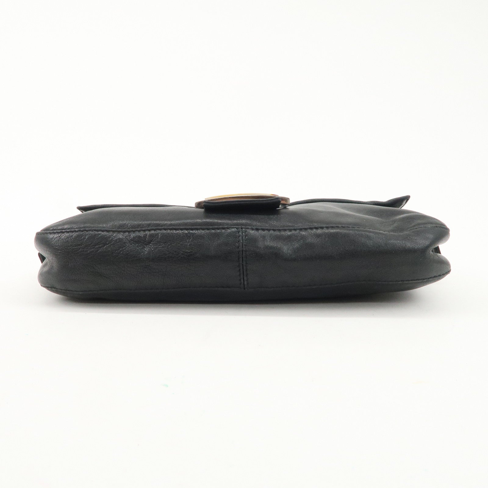 FENDI Mamma Baguette Leather Shoulder Bag Hand Bag Black 26424 Used