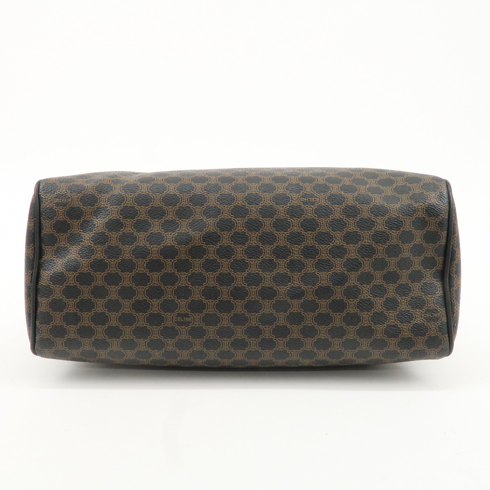 CELINE Macadam PVC Leather Boston Bag Hand Bag Brown Used