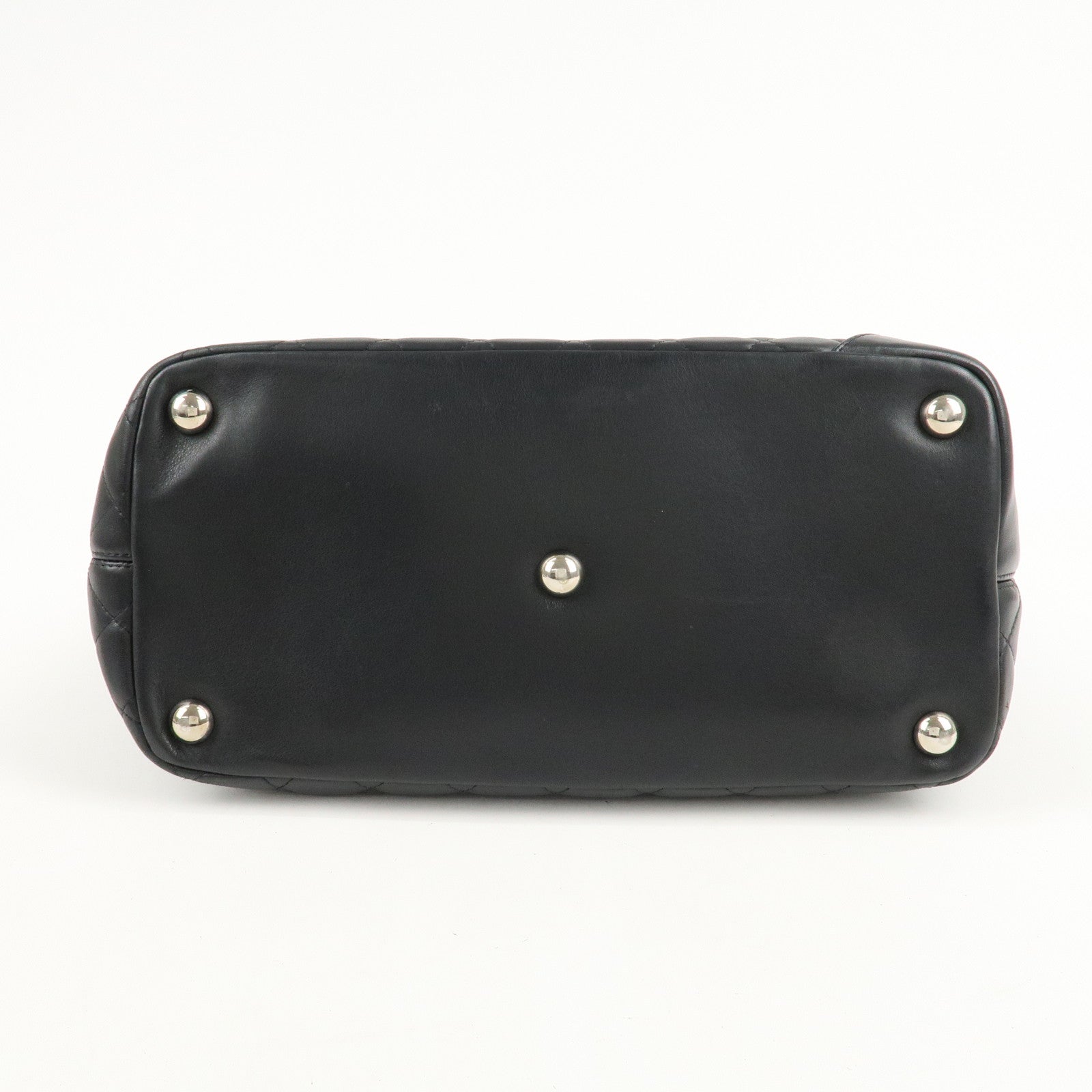 CHANEL Cambon Line Lamb Skin COCO Mark Large Tote Bag A25169 Used