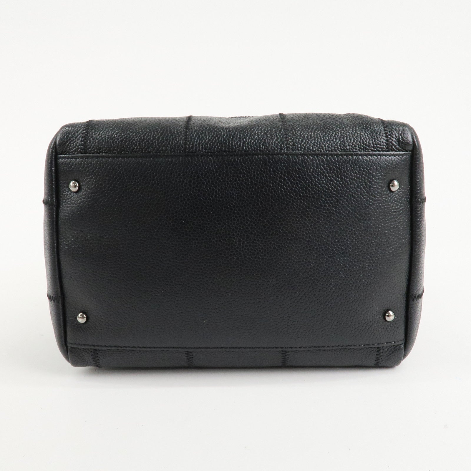 CHANEL Chocolate Bar Caviar Skin Mini Boston Bag Black A26135 Used