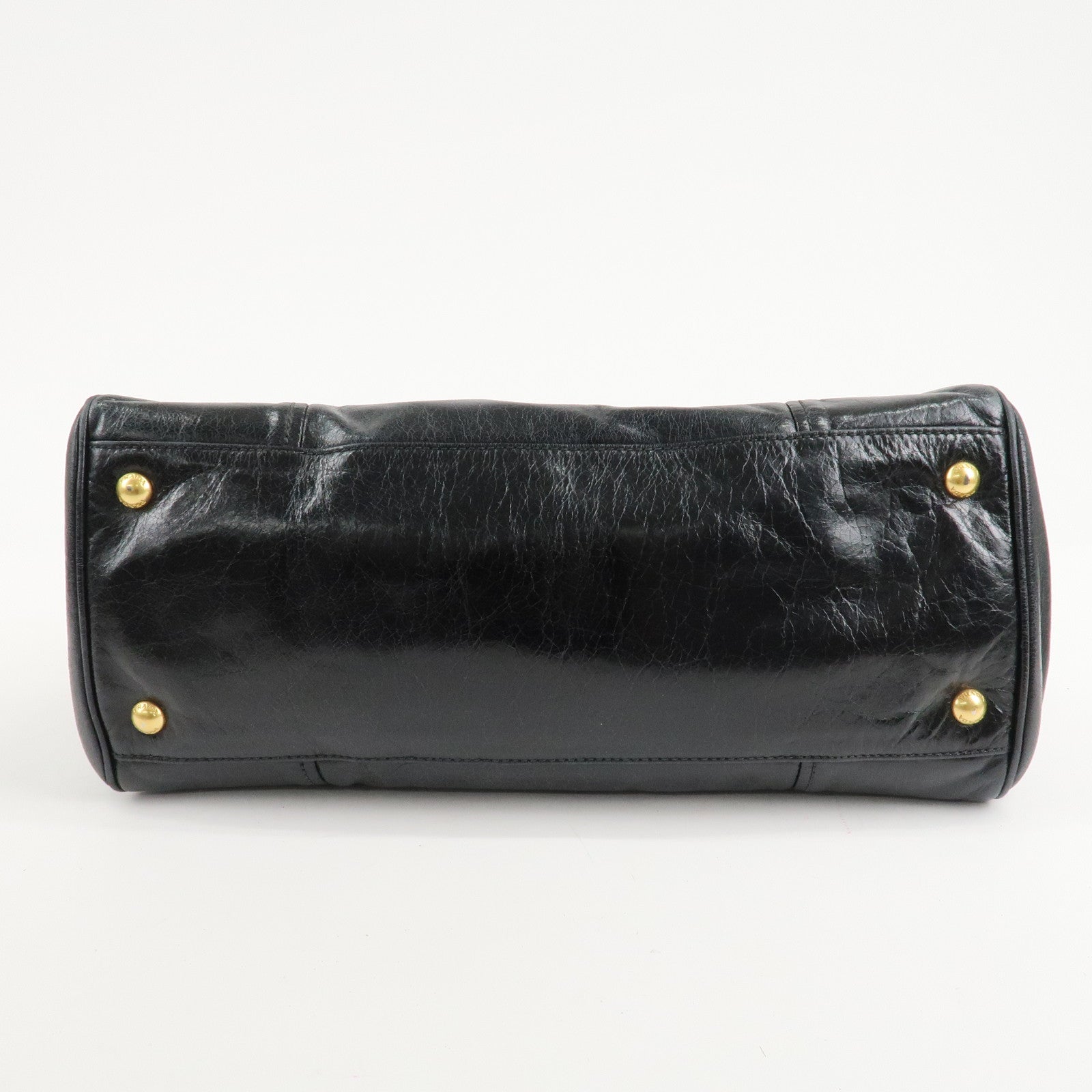 PRADA Leather 2Way Hand Bag Shoulder Bag Black BN2324 Used