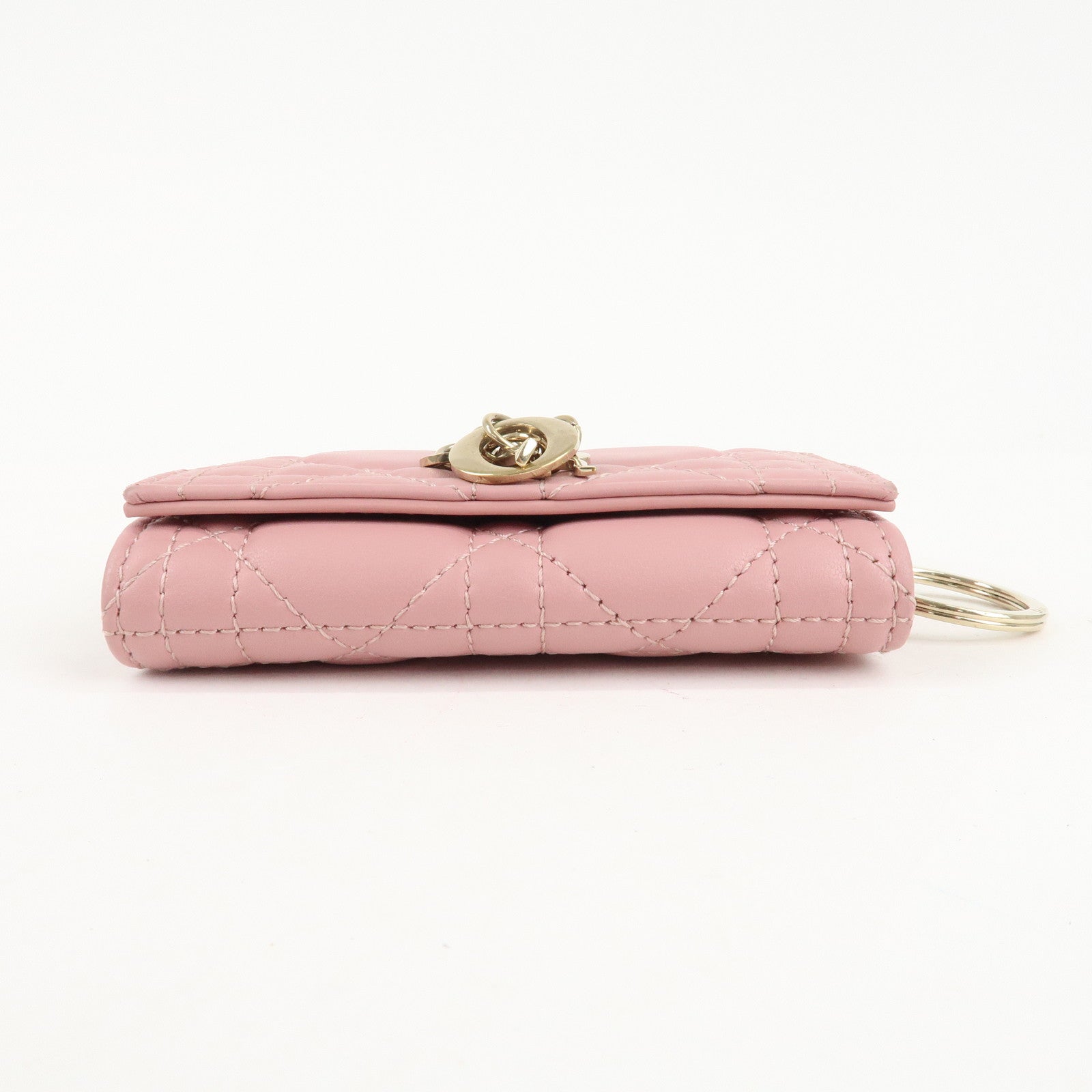 Christian Dior Cannage Leather 4 Key Case Key Chain Pink Used