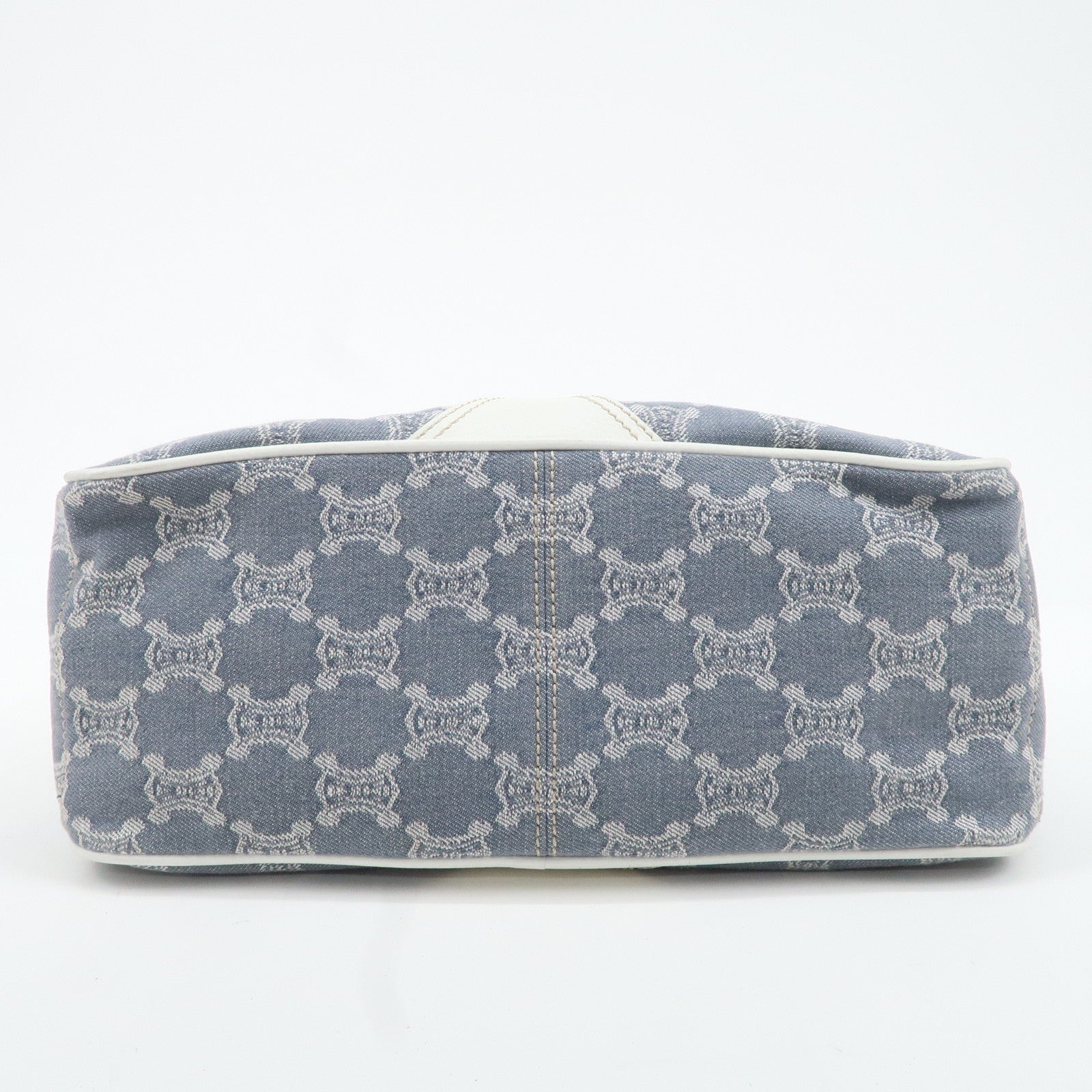 CELINE Macadam Canvas Leather Boogie Bag Hand Bag Blue White Used