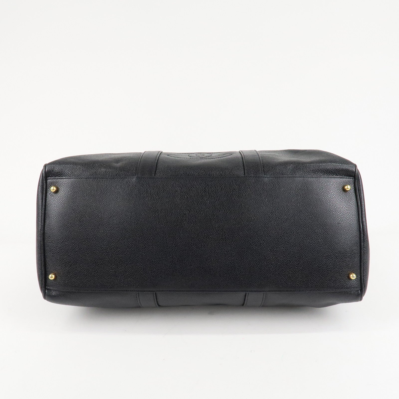 CHANEL Caviar Skin Large COCO 2Way Boston Bag Black Used