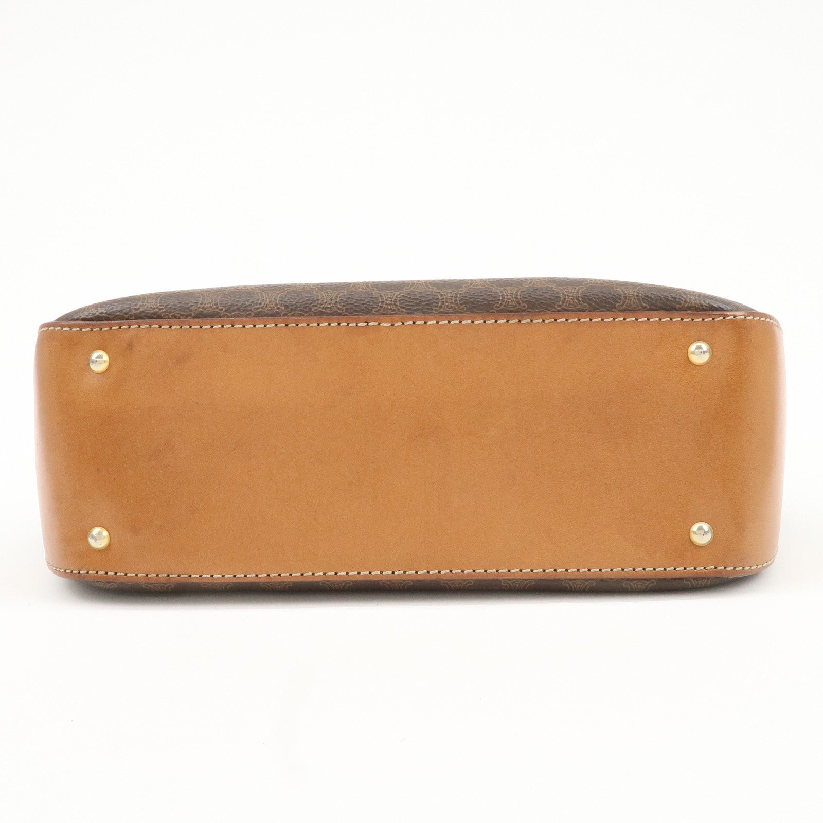 CELINE Macadam PVC Leather Hand Bag Brown Used