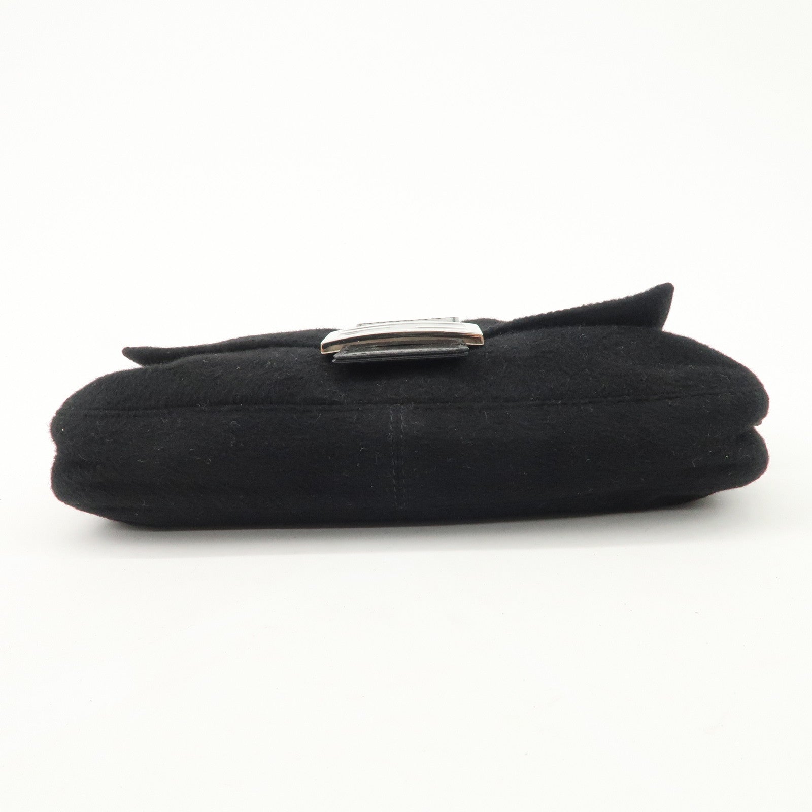 FENDI Mamma Baguette Cashmere Leather Shoulder Bag Black 26424 Used