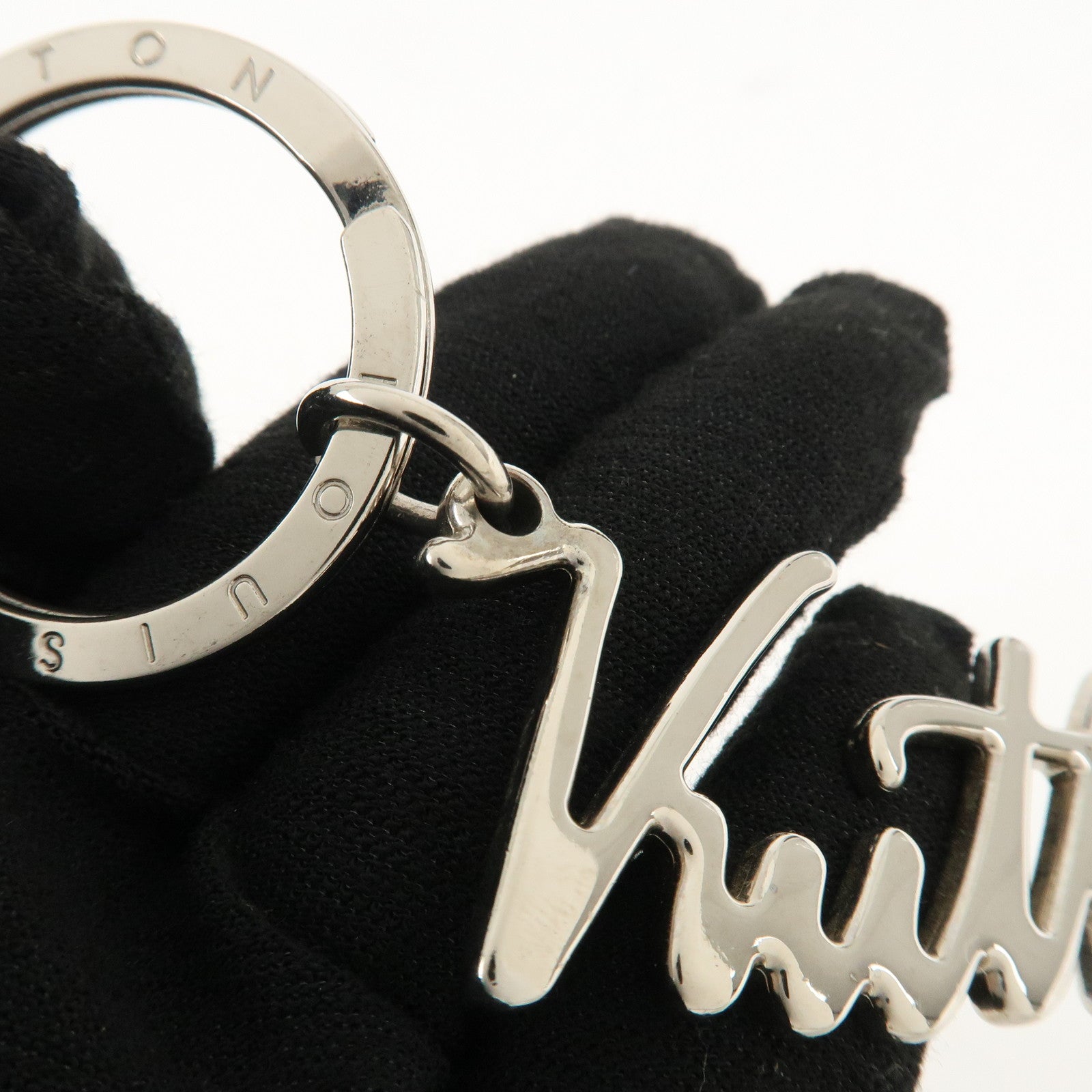 Louis Vuitton Porte Cles LV Autograph Key Chain Silver M68829 Used