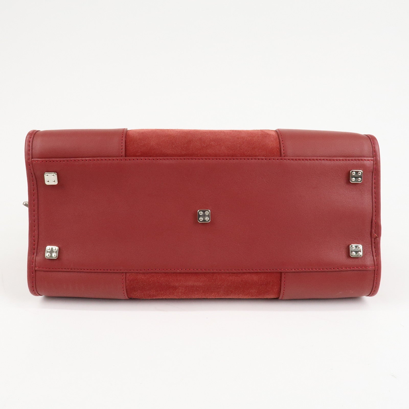 LOEWE Anagram Suede Leather Amazona 28 Hand Bag Red Silver HDW Used