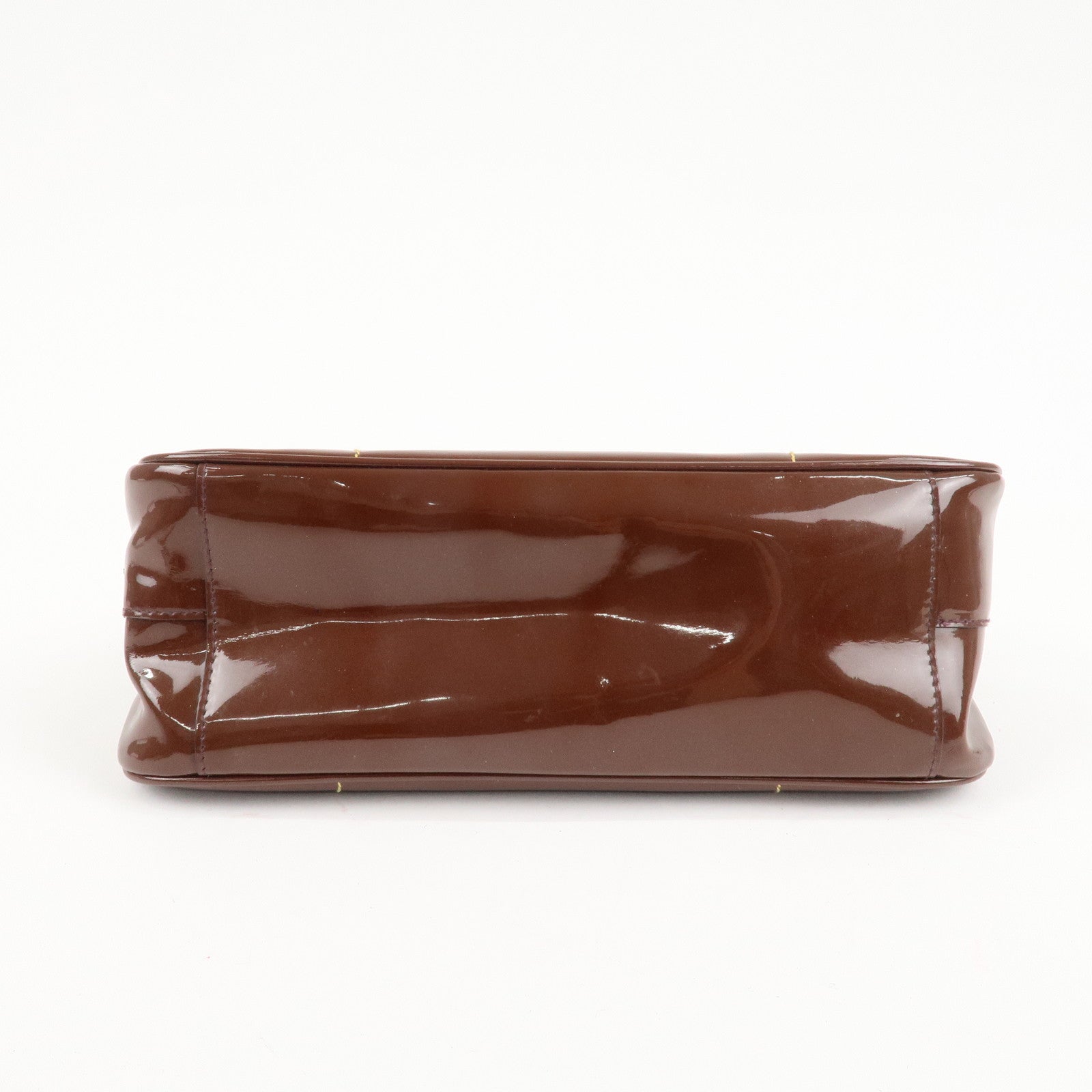 PRADA Patent Leather Shoulder Bag Brown Used