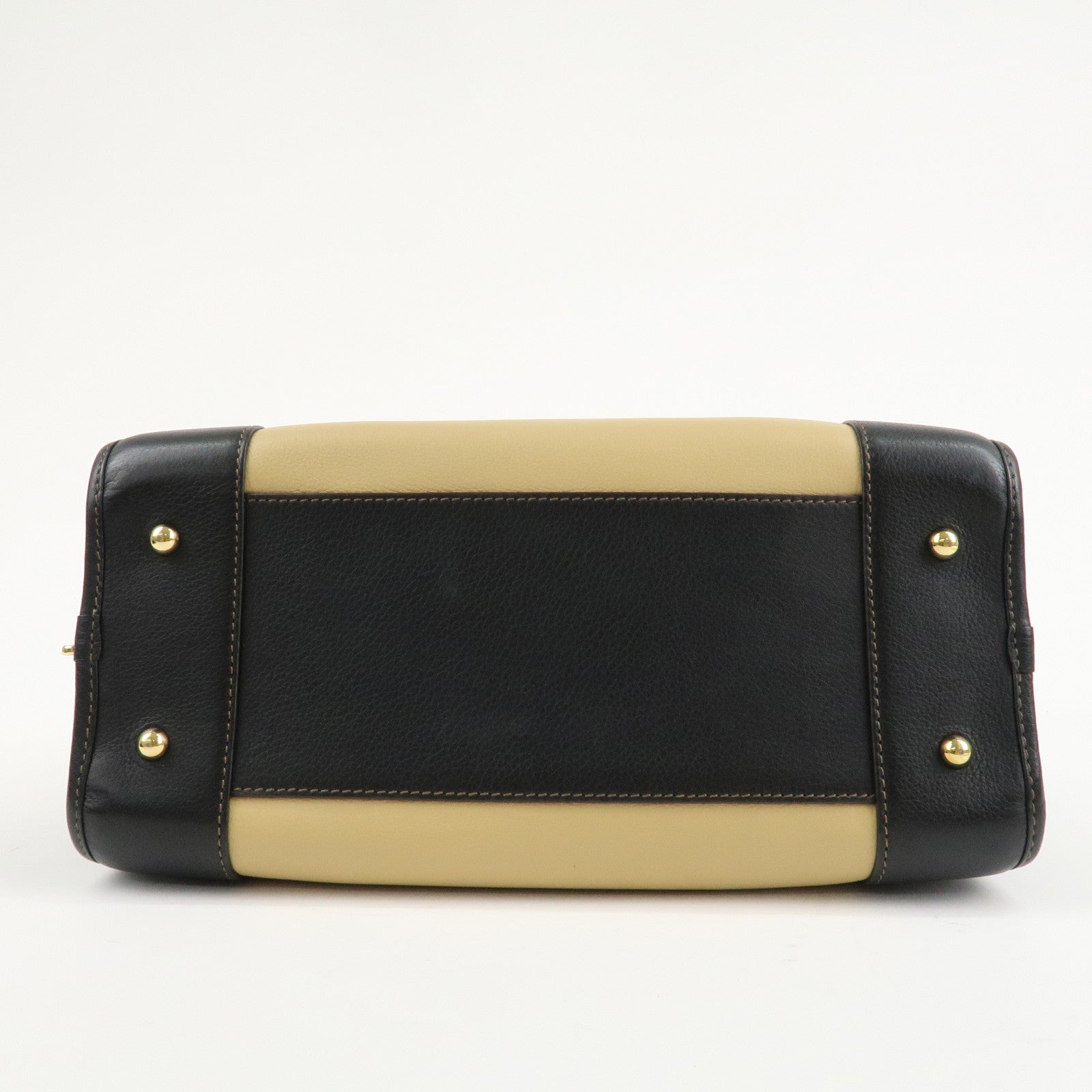 LOEWE Anagram Leather Amasona 28 Hand Bag Beige Black Brown Used