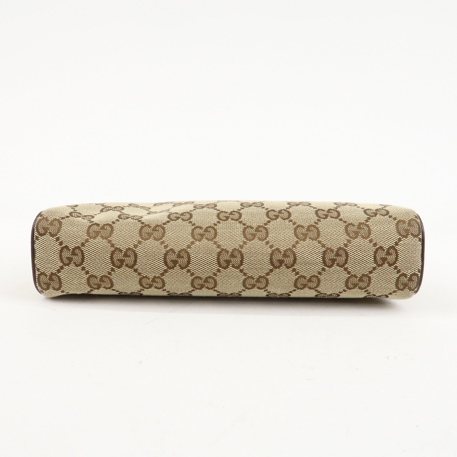 GUCCI Abbey GG Canvas Leather Shoulder Bag Beige Dark Brown 145750 Used