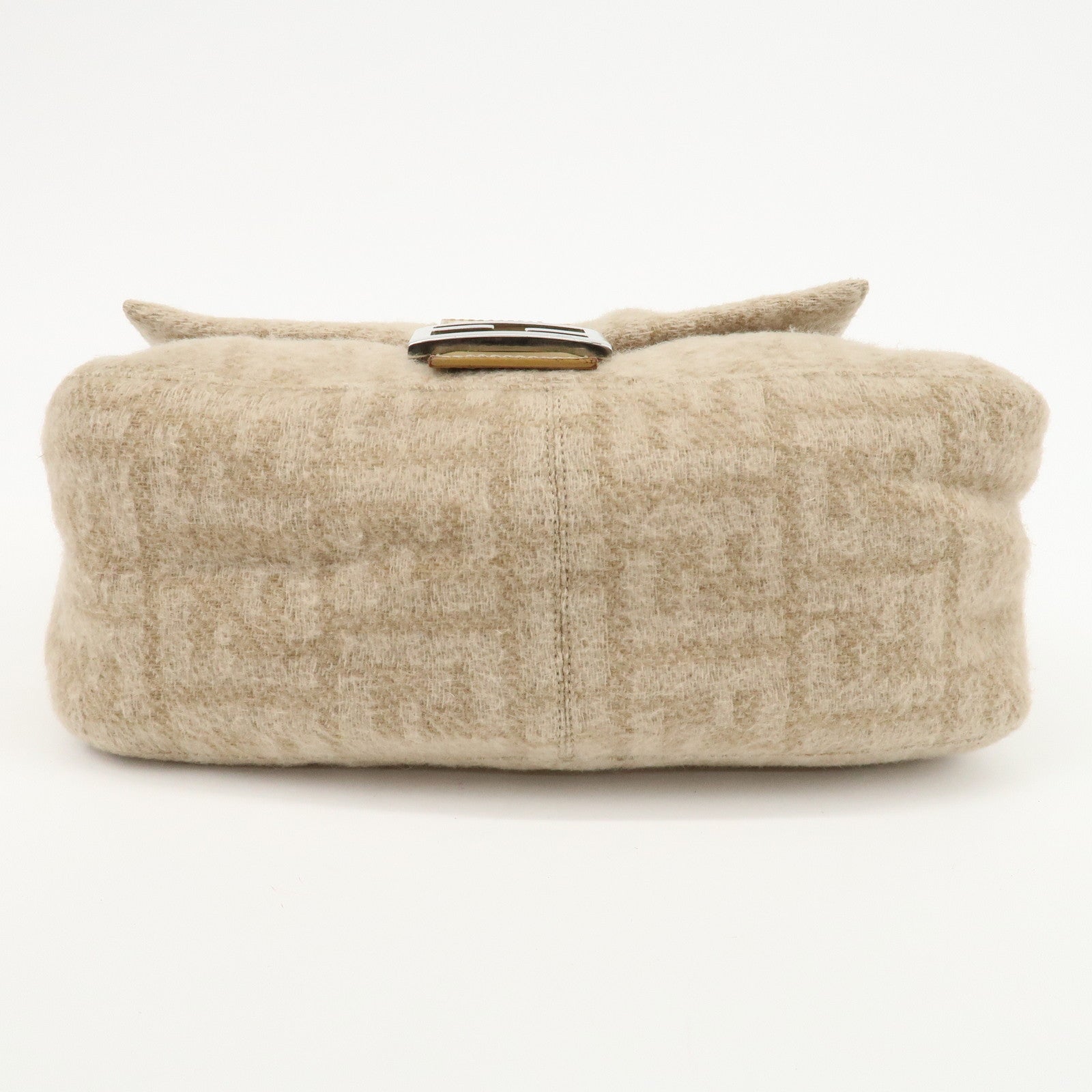 FENDI Mamma Baguette Zucca Wool Leather Shoulder Bag 26325 Used