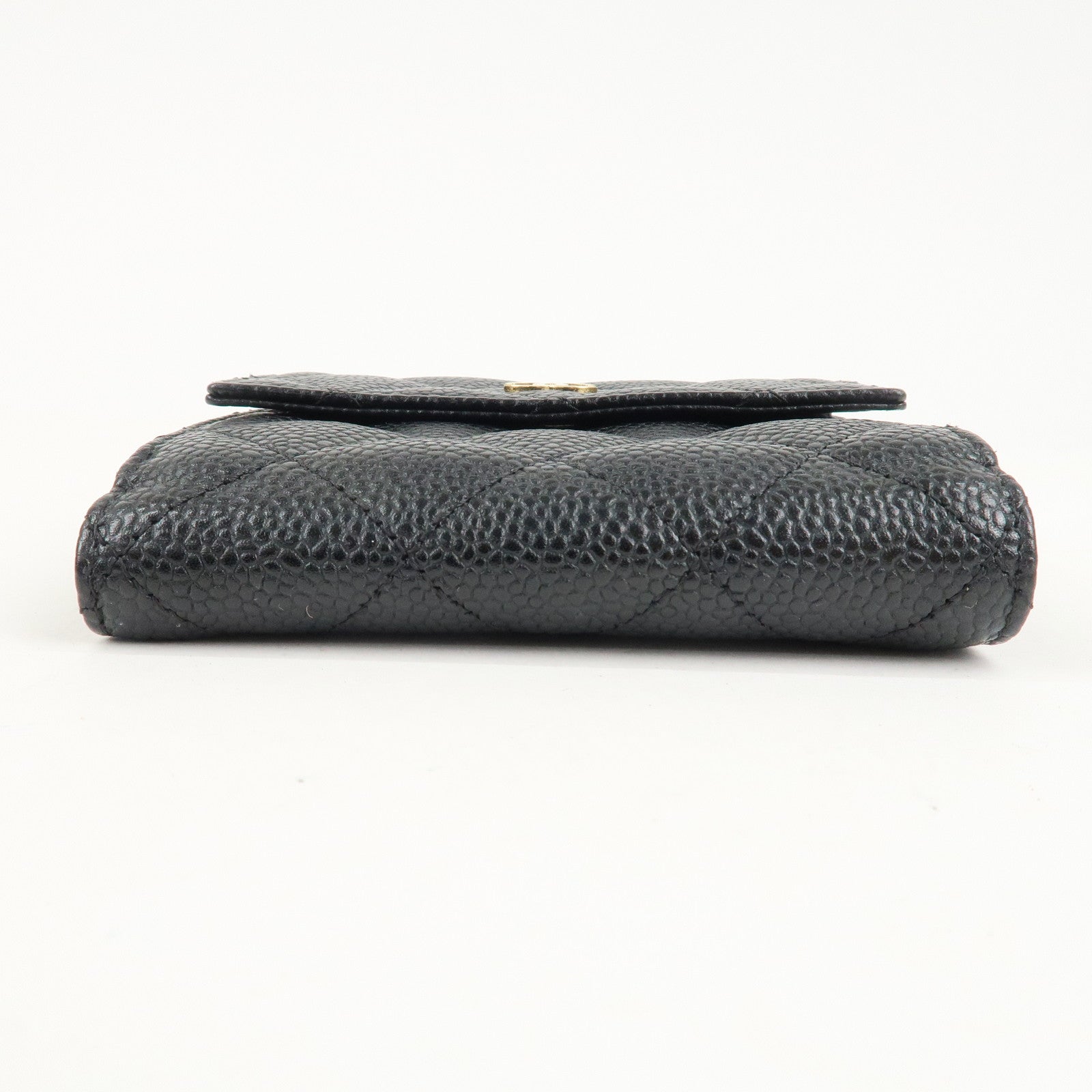 CHANEL Matelasse Cavier Skin W Hook Wallet Black A48980 Used