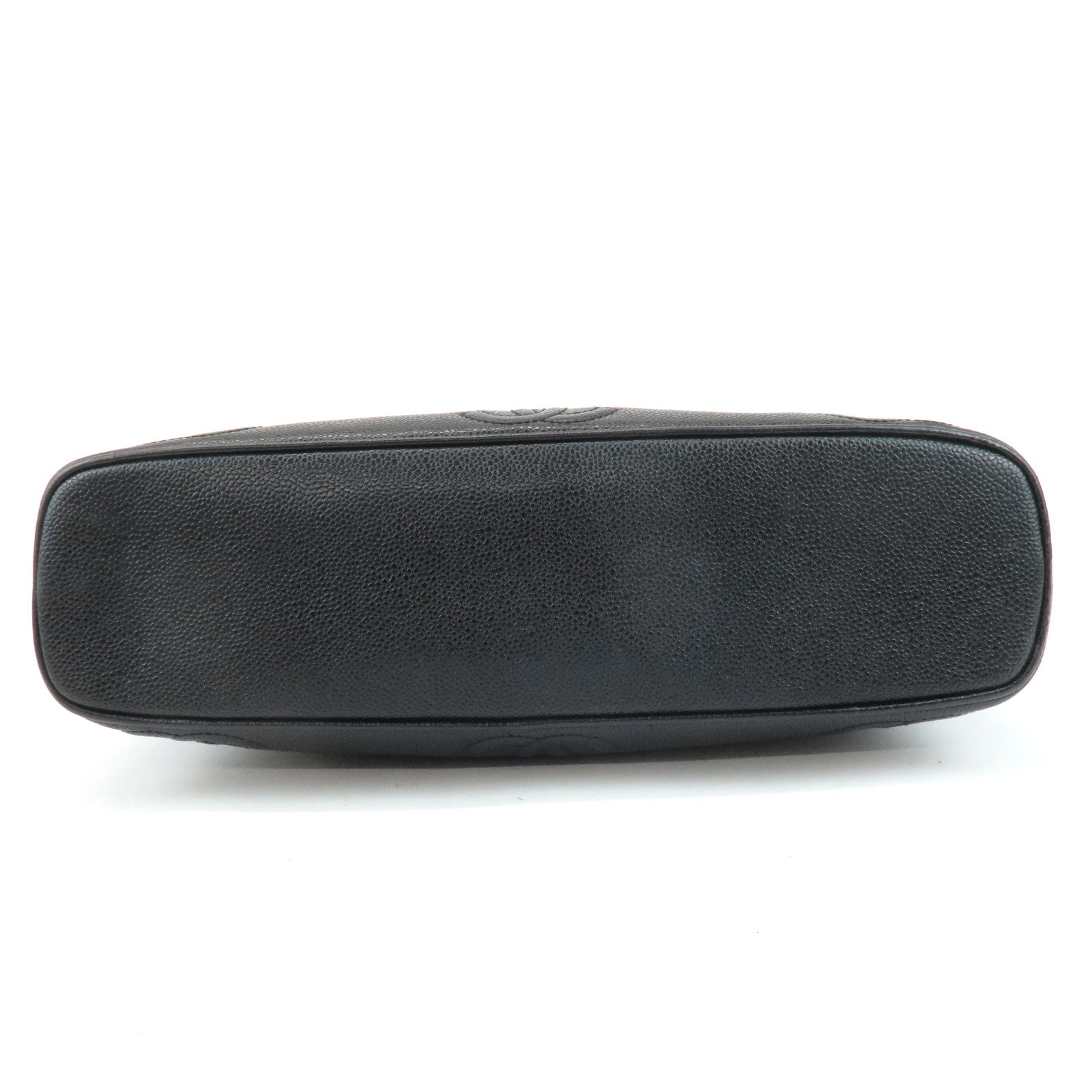 CHANEL Triple COCO Caviar Skin Chain Tote Bag Shoulder Bag Black Used