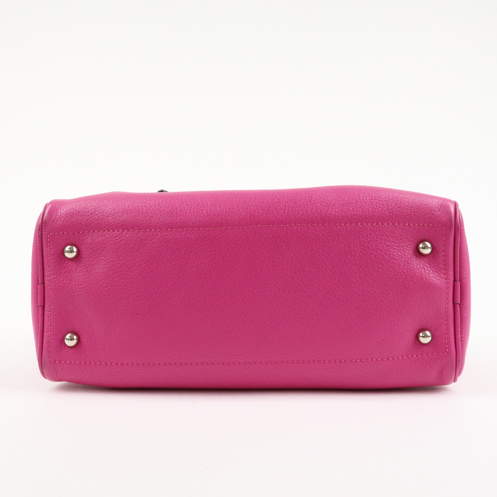 LOEWE Leather Herritage Mini Boston Bag Hand Bag Pink Used
