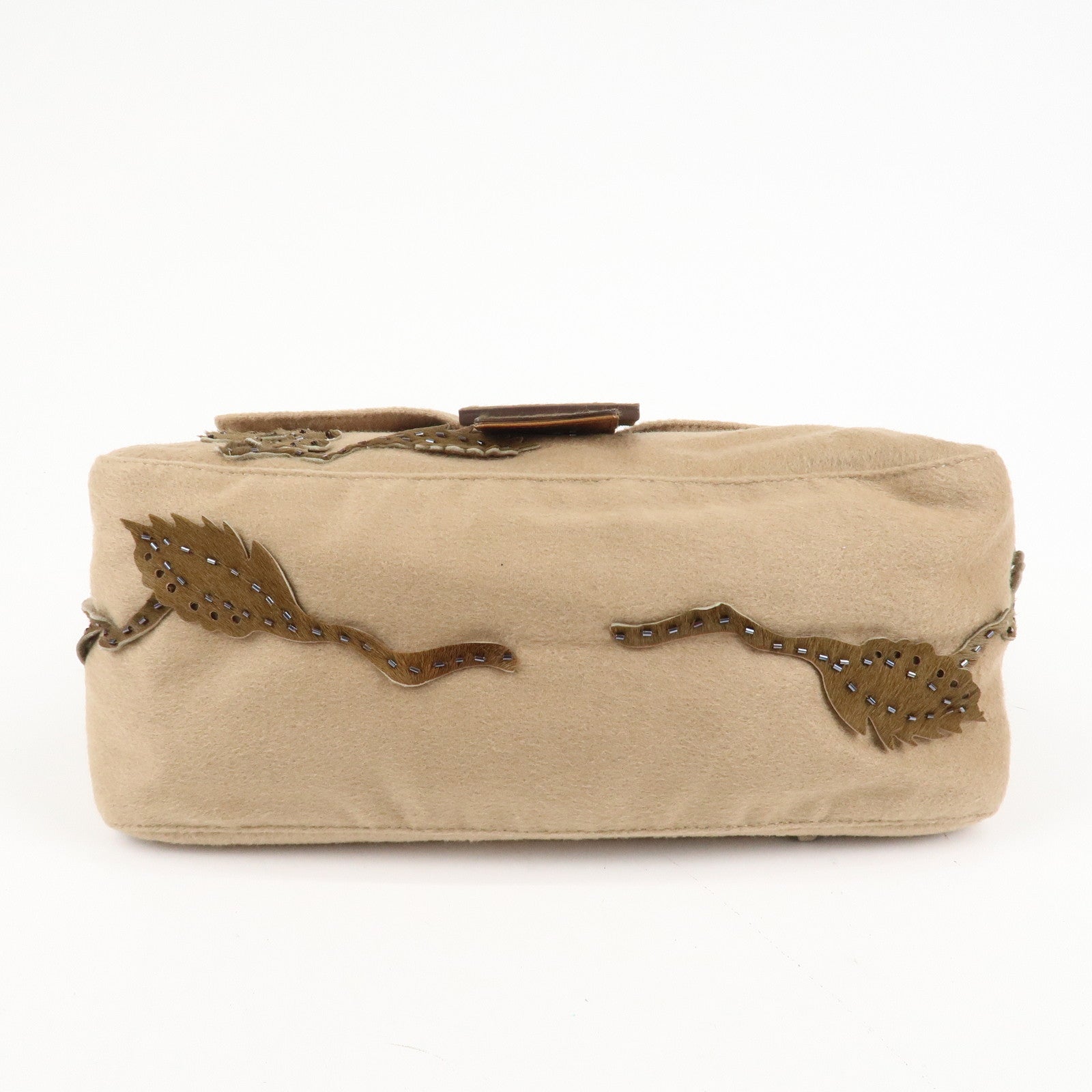 FENDI Mamma Baguette Wool Unborn Calf Shoulder Bag 26325 Used