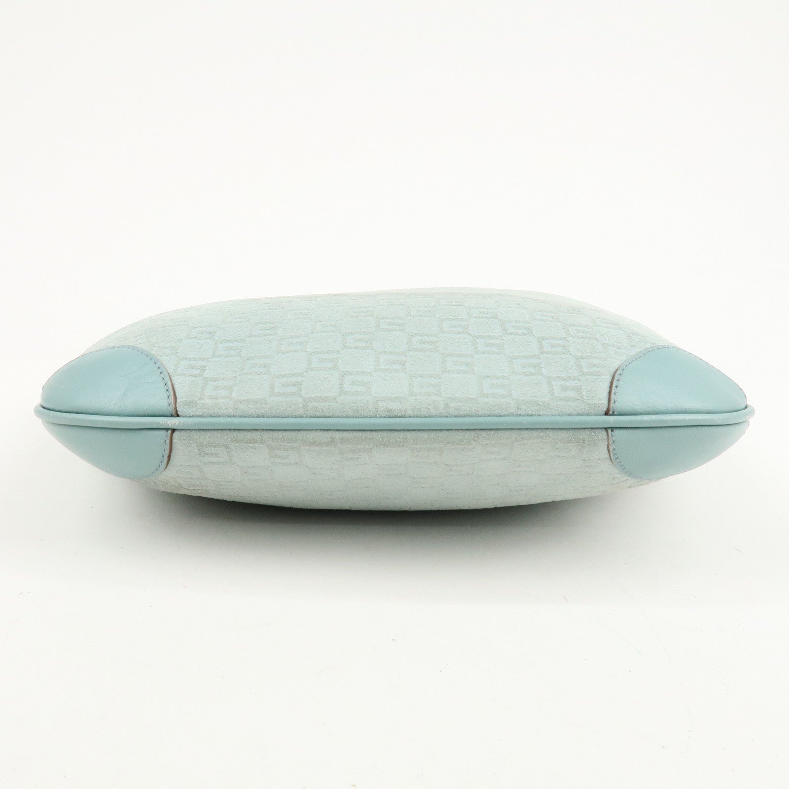 GUCCI Suede Leather Shoulder Bag Hand Bag Light Blue 001.4158 Used