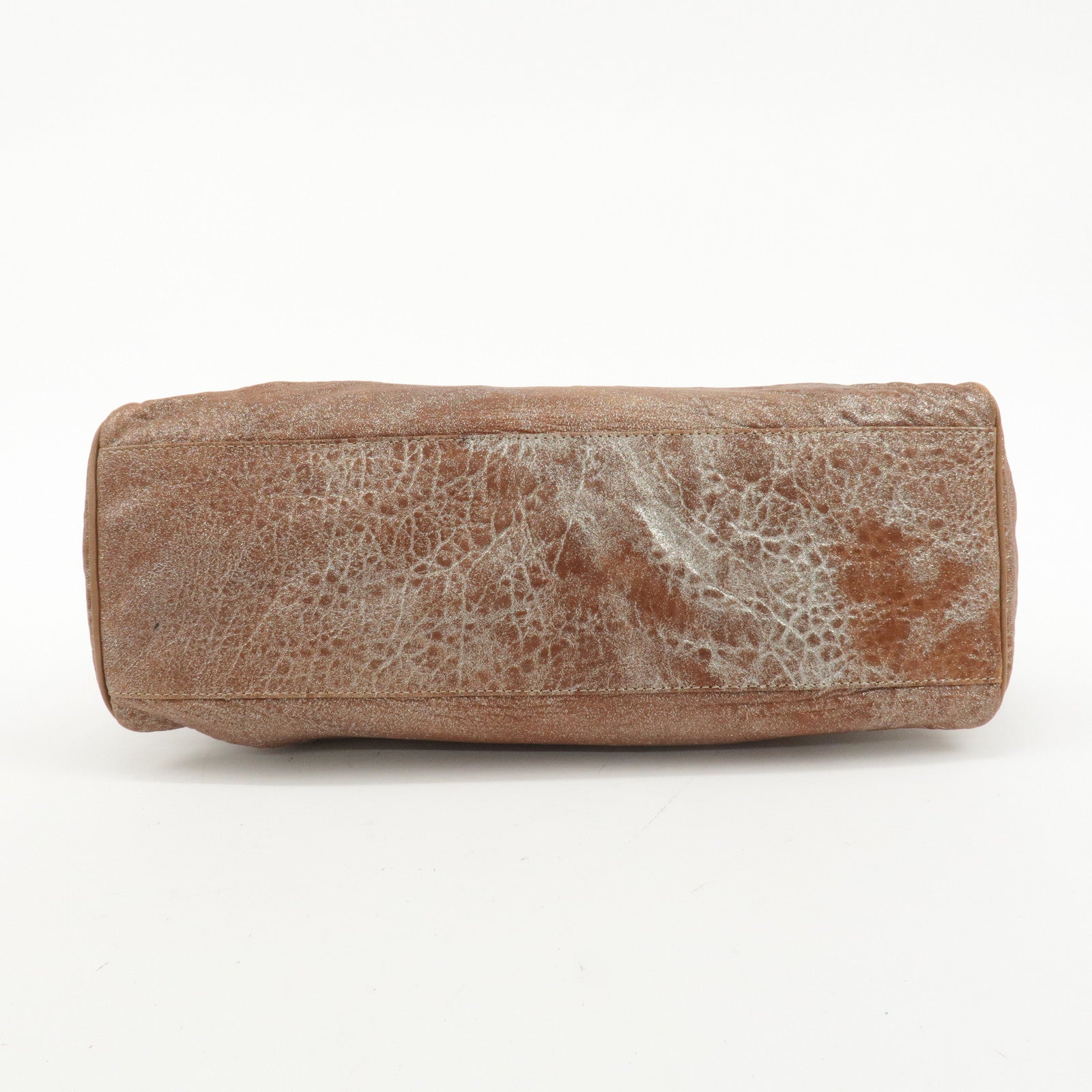 FENDI Ethnico Leather Tote Bag Shoulder Bag Beige 8BN162 Used