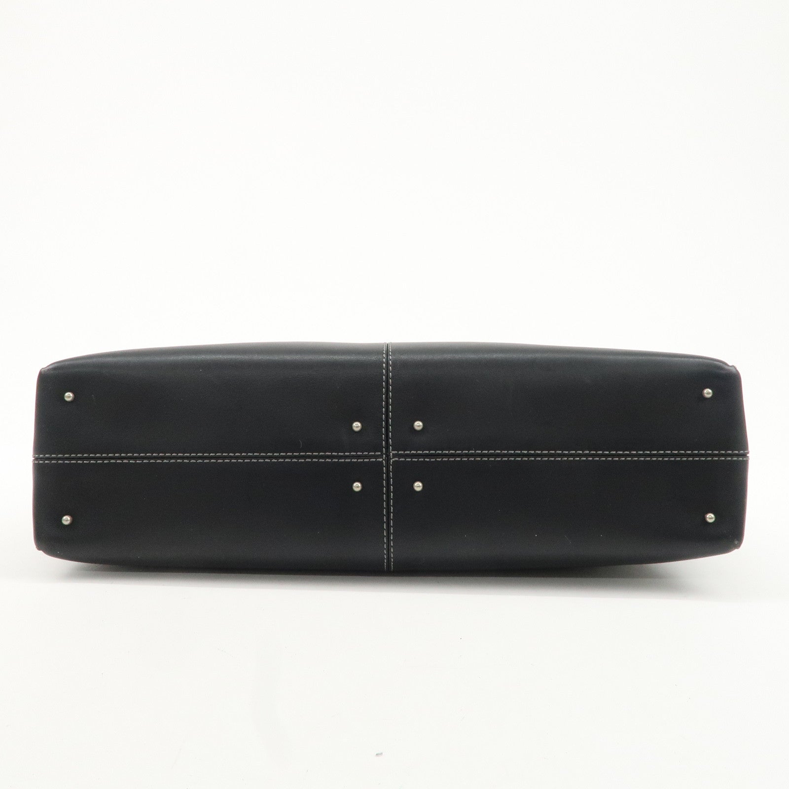 TOD'S Leather Tote Bag Shoulder Bag Hand Bag Black Used